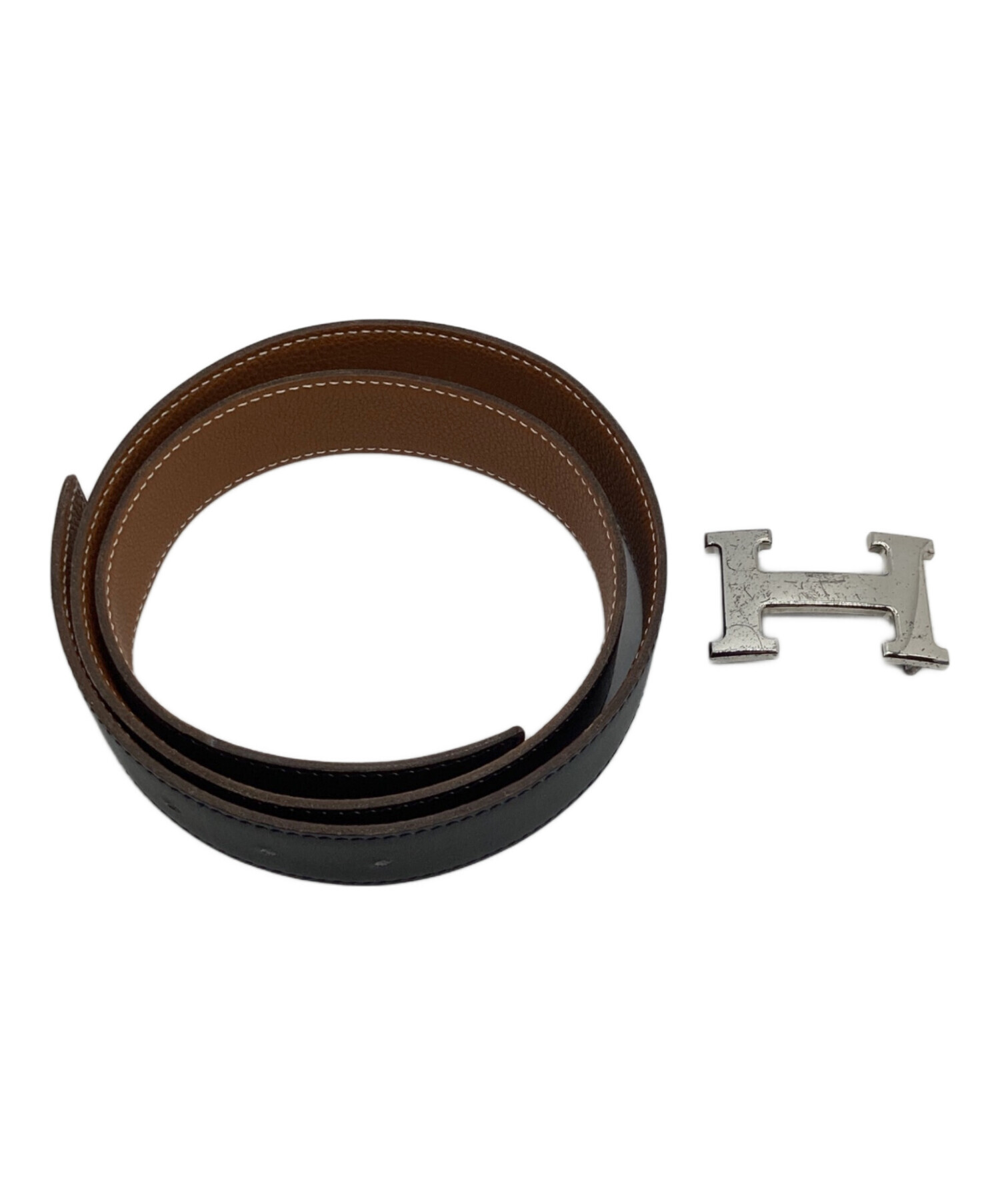 中古・古着通販】HERMES (エルメス) レザーベルト ブラック サイズ