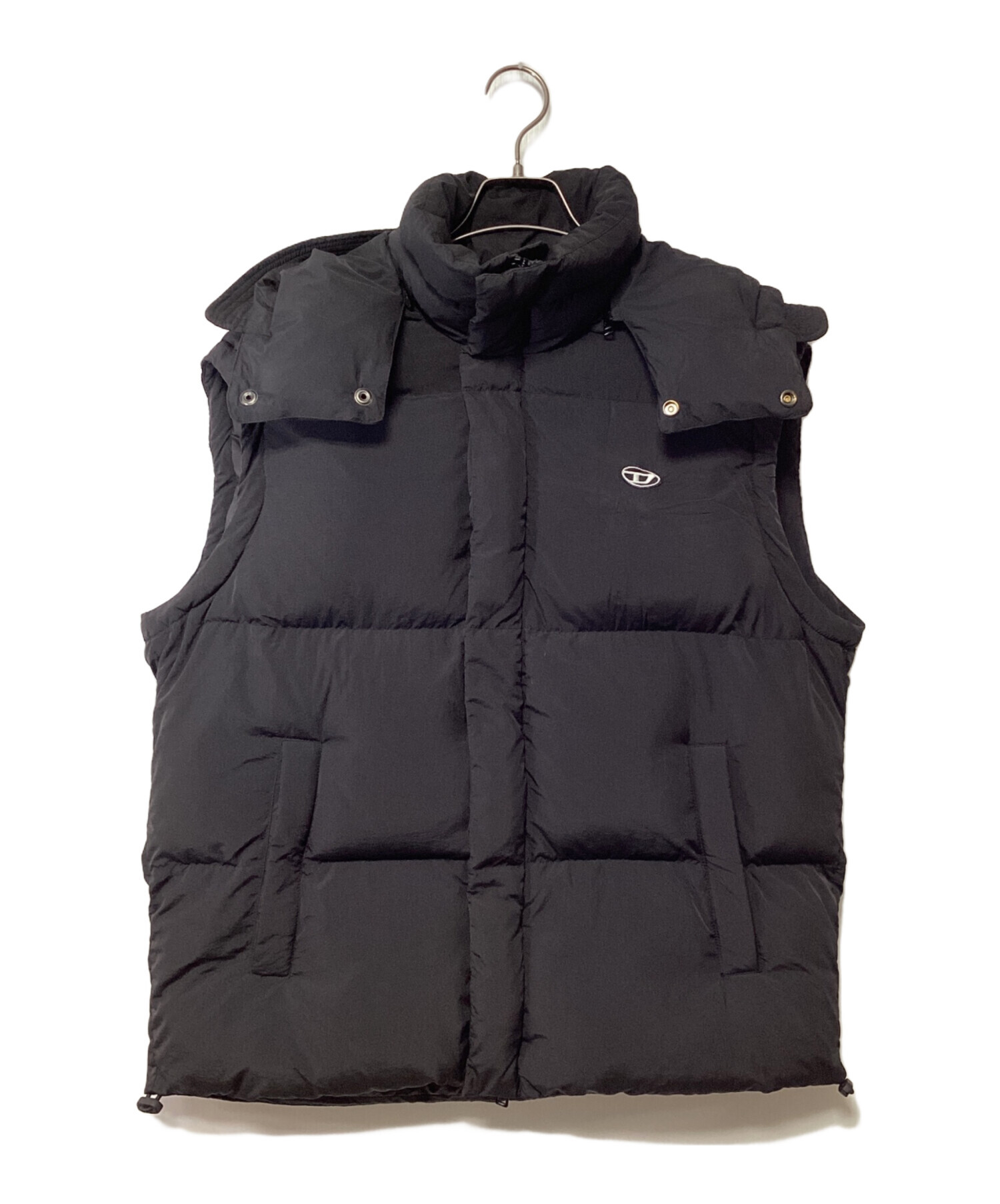 【新品未使用】DIESEL フード付き ダウンベスト 黒 中古・古着通販】DIESEL (ディーゼル) ダウンベスト ブラック サイズ