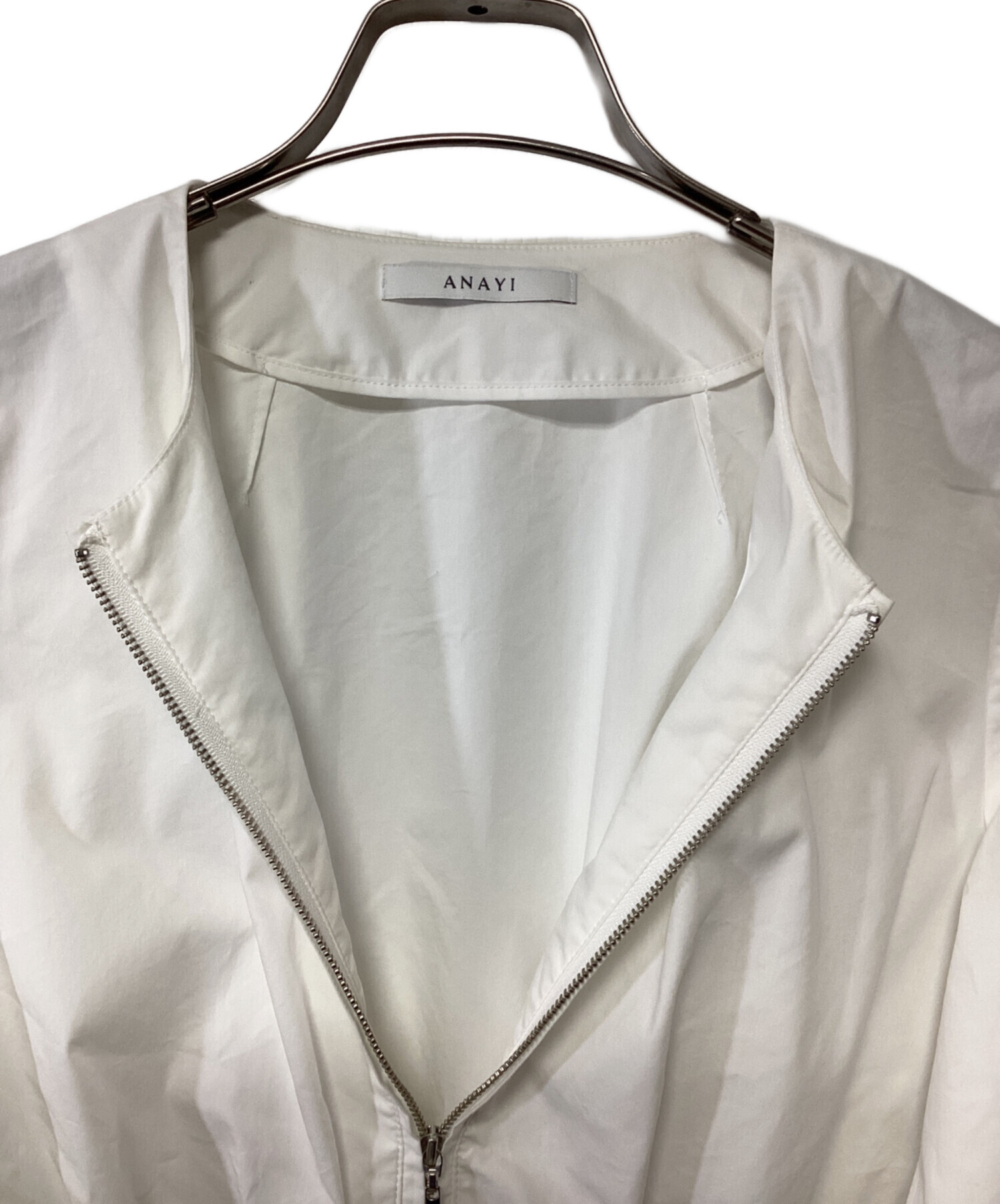 中古・古着通販】ANAYI (アナイ) フリルブルゾン ホワイト サイズ:34 