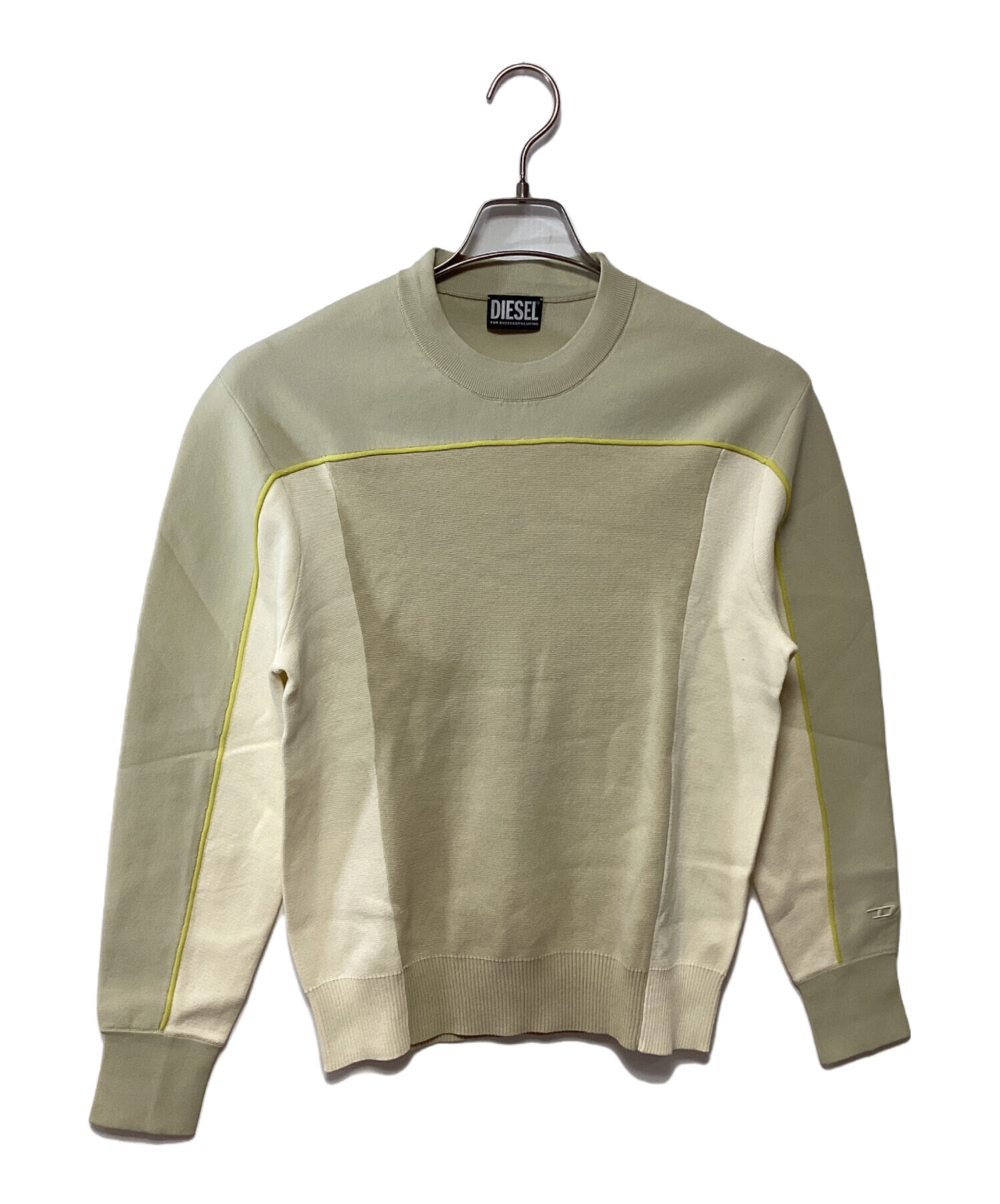 中古・古着通販】DIESEL (ディーゼル) 厚手ニット アイボリー×ベージュ 