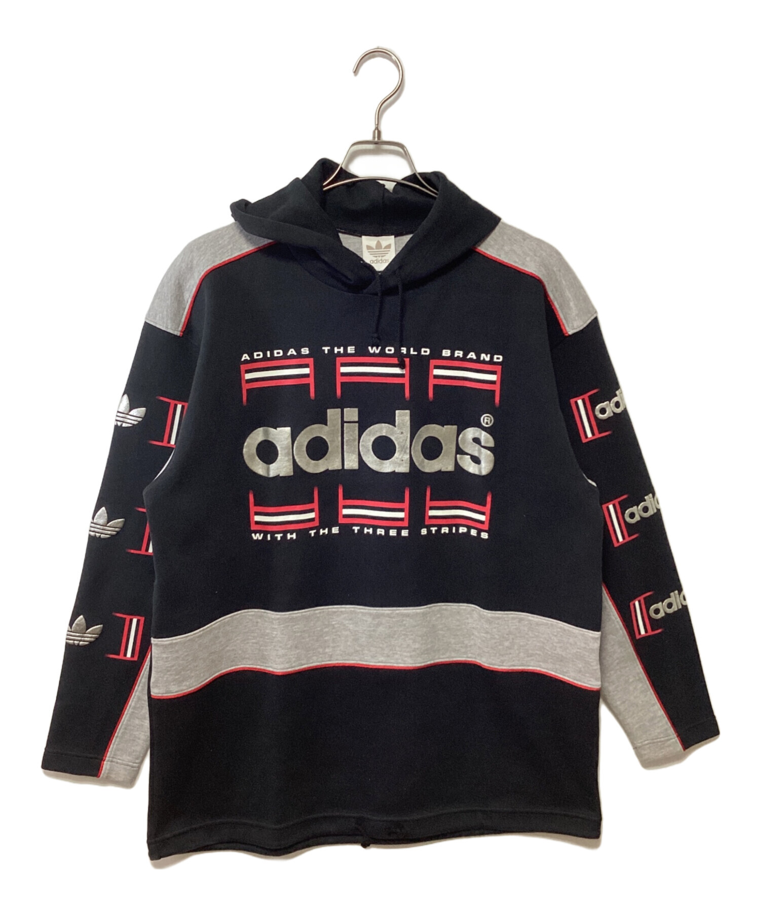 中古・古着通販】adidas (アディダス) パーカー グレー×ブラック 