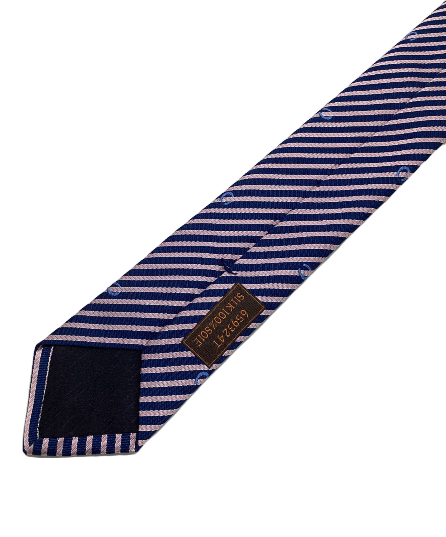 中古・古着通販】HERMES (エルメス) シルクネクタイ ネイビー×ピンク