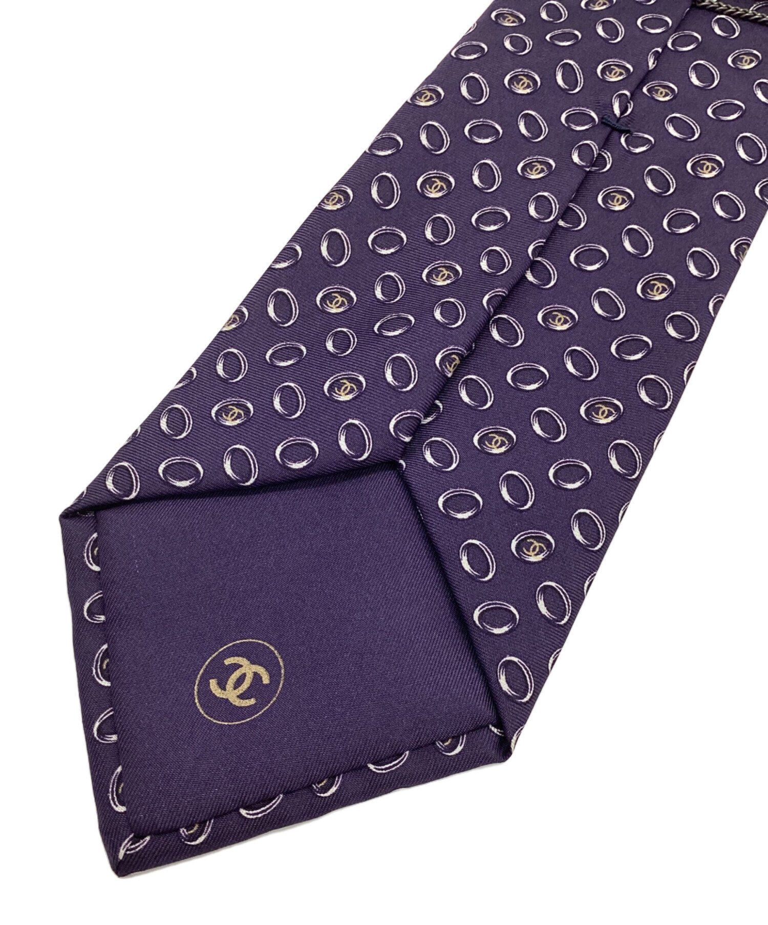 中古・古着通販】CHANEL (シャネル) シルクネクタイ パープル サイズ