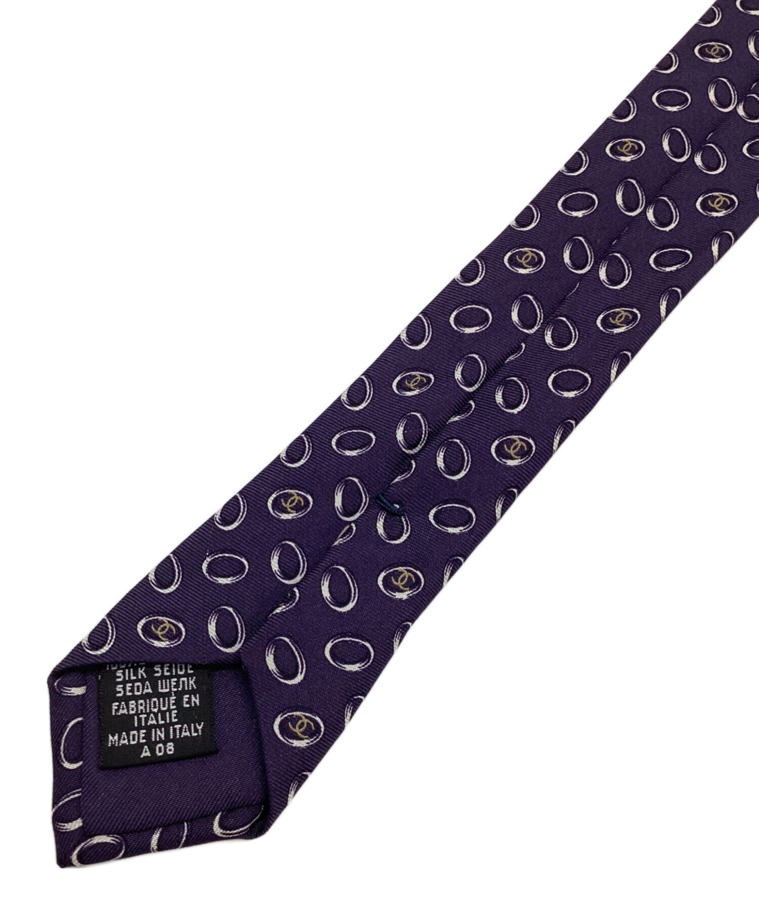 中古・古着通販】CHANEL (シャネル) シルクネクタイ パープル サイズ