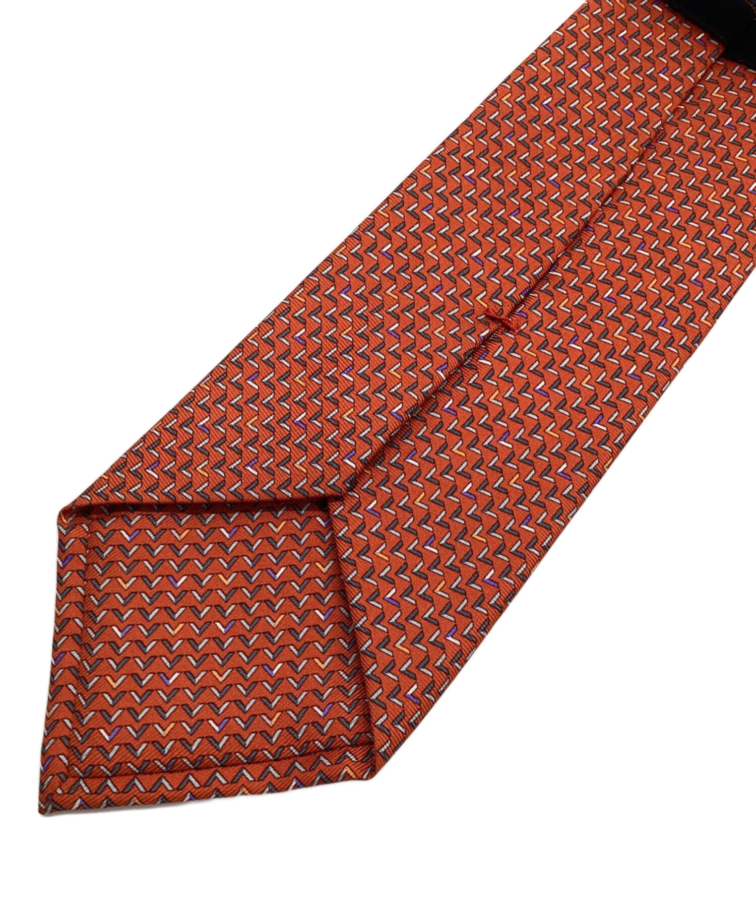 美品　LVルイヴィトン　ネクタイ　オレンジ　ダミエ柄　シルクジャガード 中古・古着通販】LOUIS VUITTON (ルイ ヴィトン) シルクネクタイ