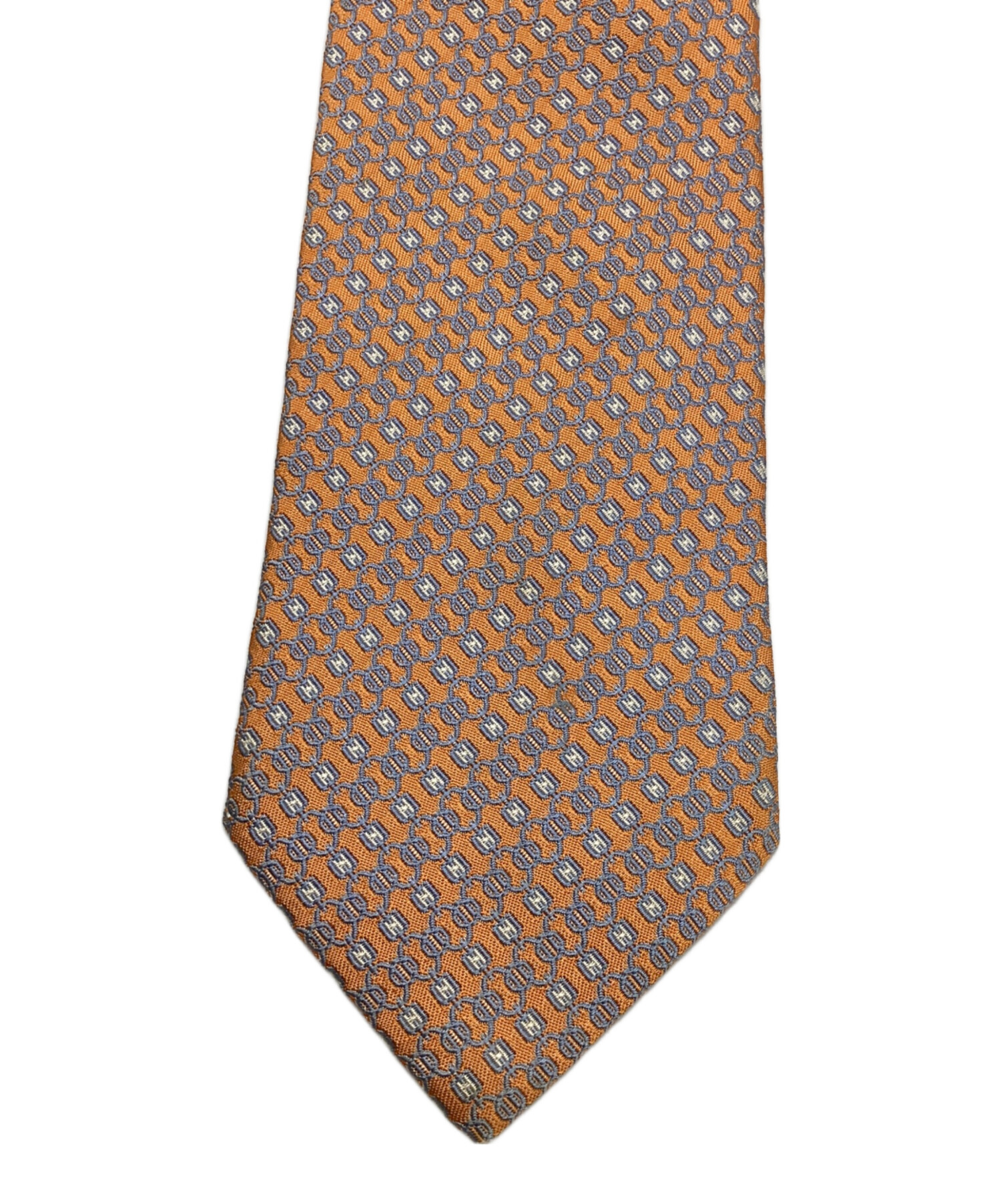 中古・古着通販】HERMES (エルメス) シルクネクタイ オレンジ×グレー