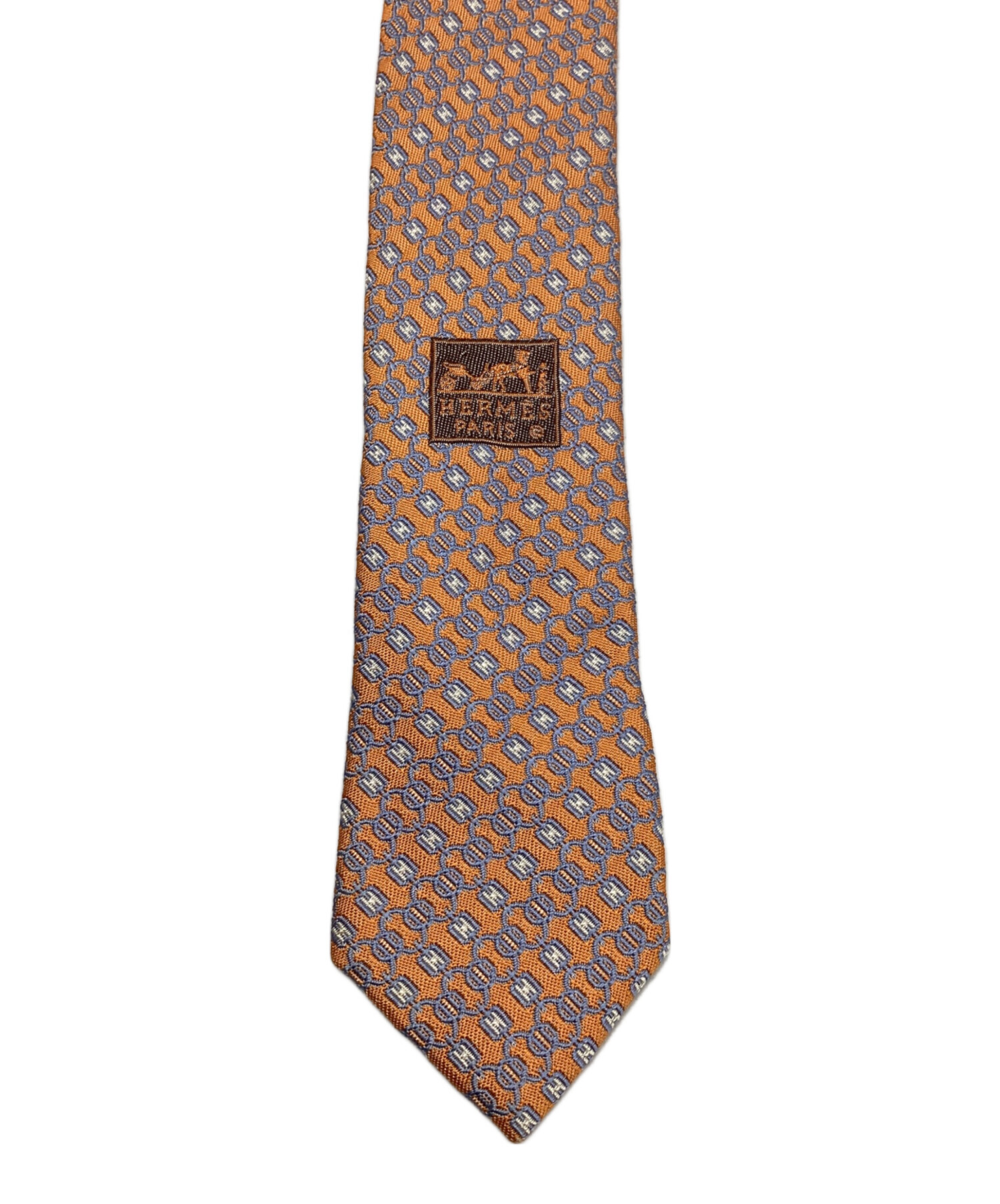 中古・古着通販】HERMES (エルメス) シルクネクタイ オレンジ×グレー