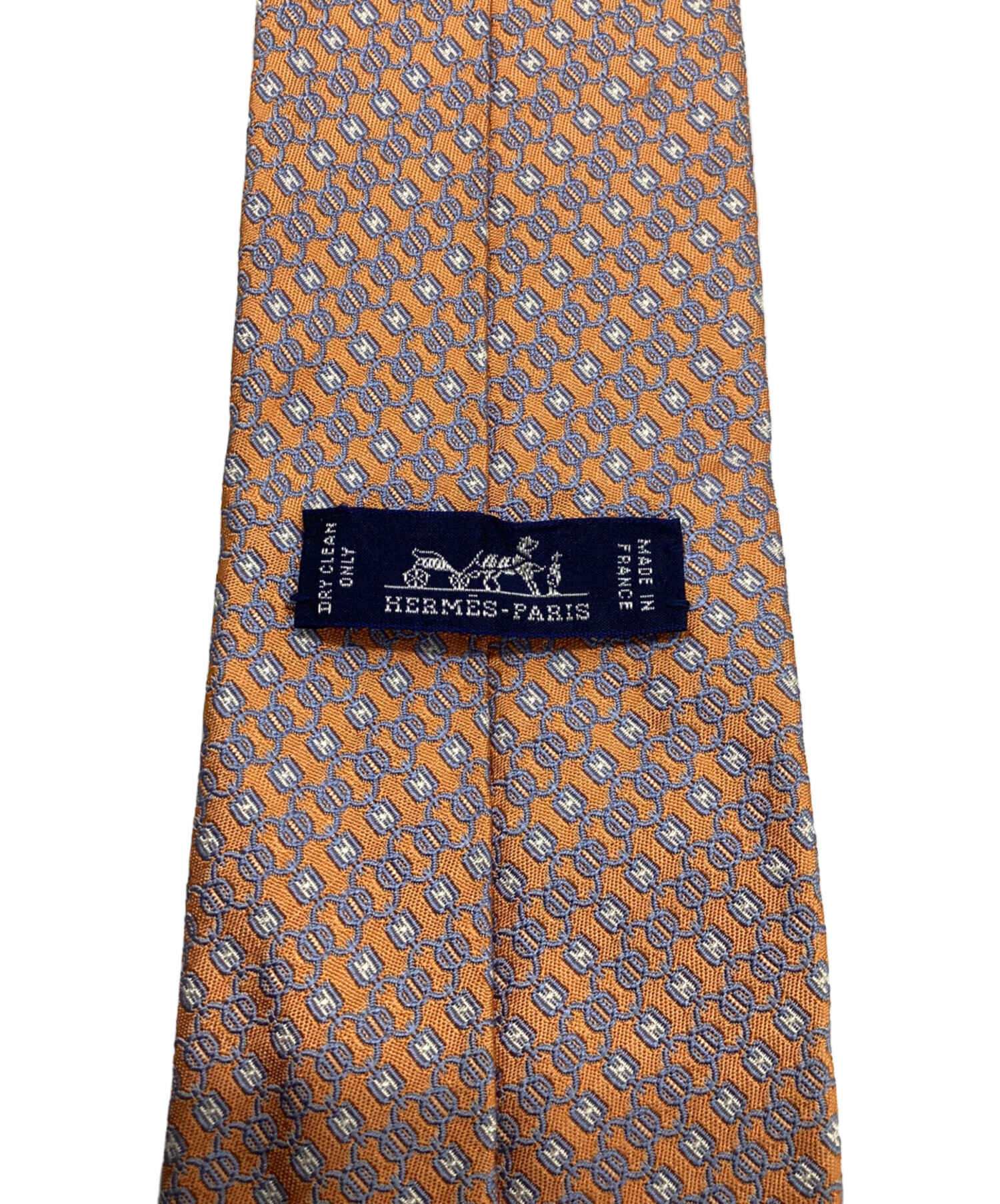 中古・古着通販】HERMES (エルメス) シルクネクタイ オレンジ×グレー