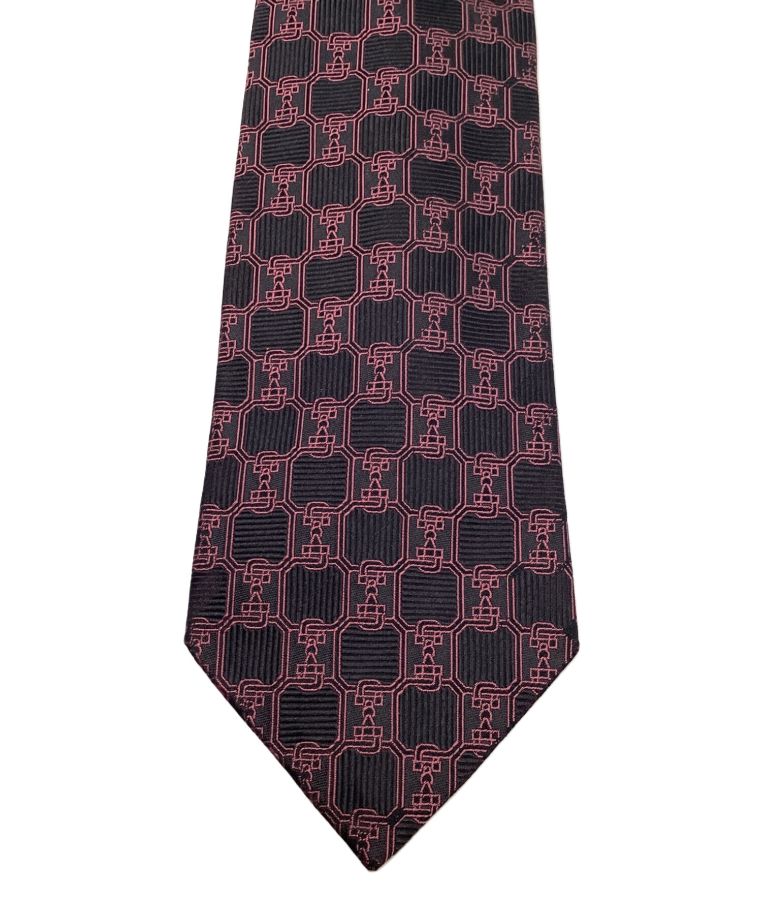 中古・古着通販】GUCCI (グッチ) シルクネクタイ ブラック×ピンク