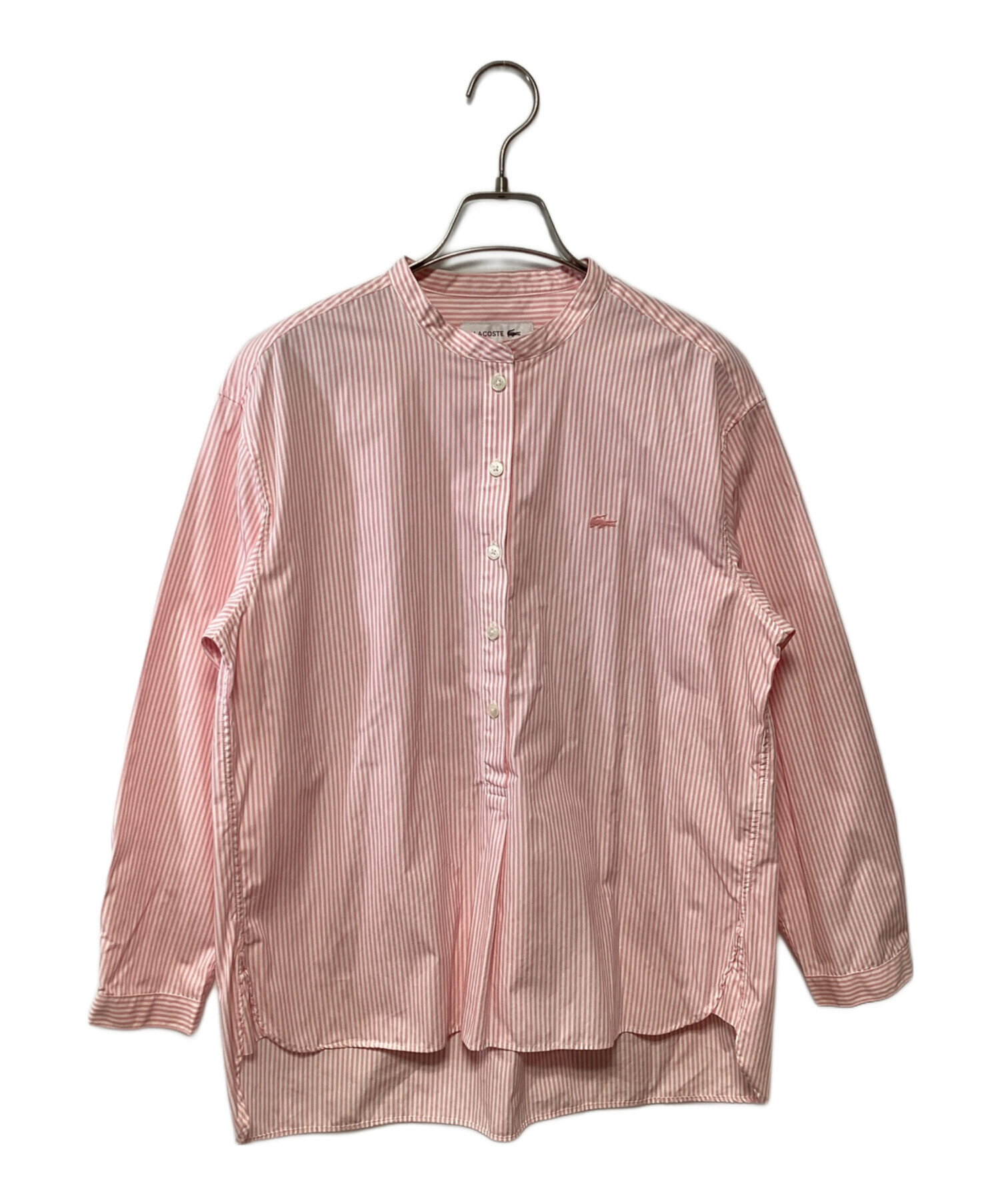 中古・古着通販】LACOSTE (ラコステ) ノーカラーシャツ ピンク サイズ
