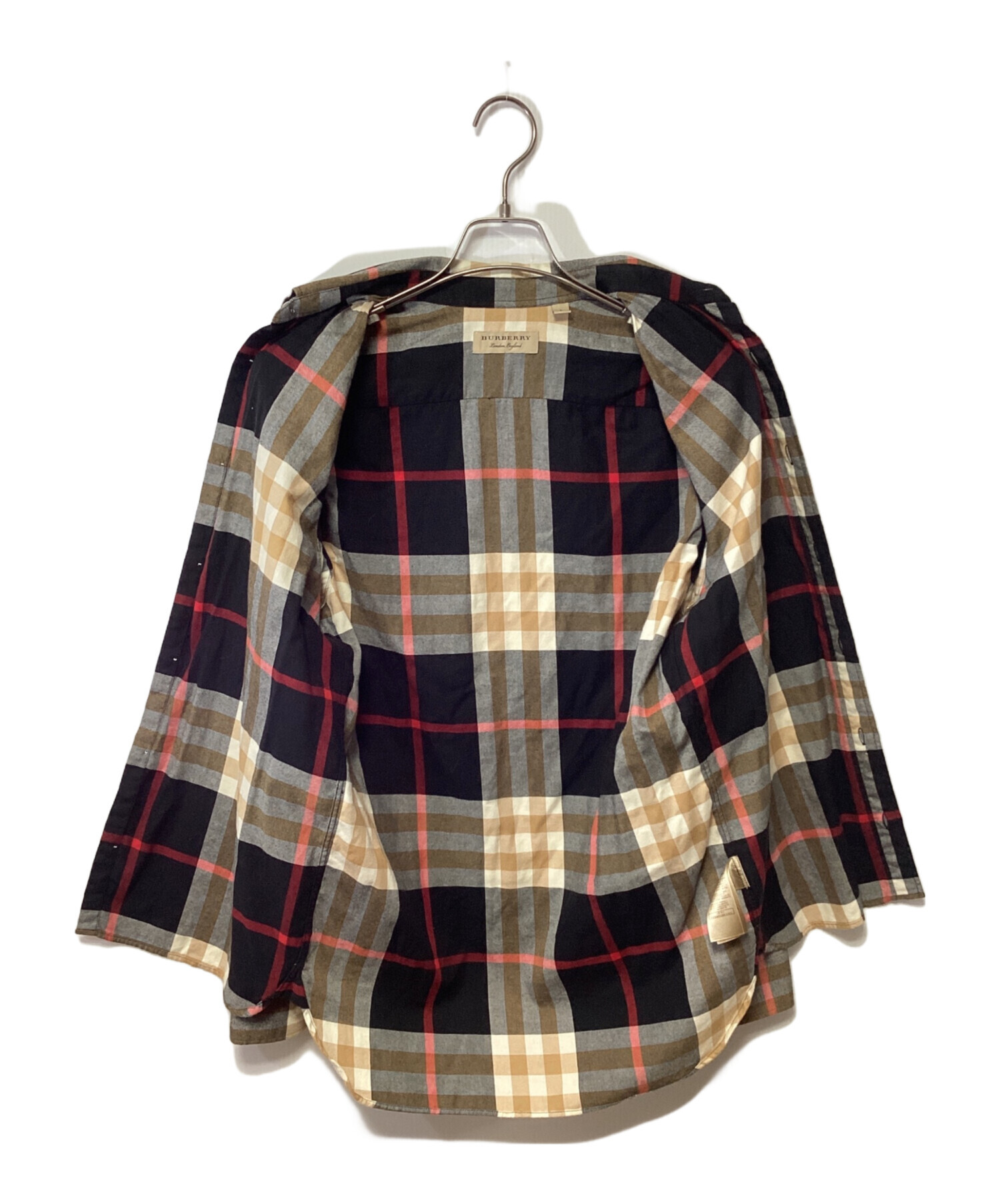 中古・古着通販】BURBERRY (バーバリー) 長袖シャツ ブラック×ベージュ 