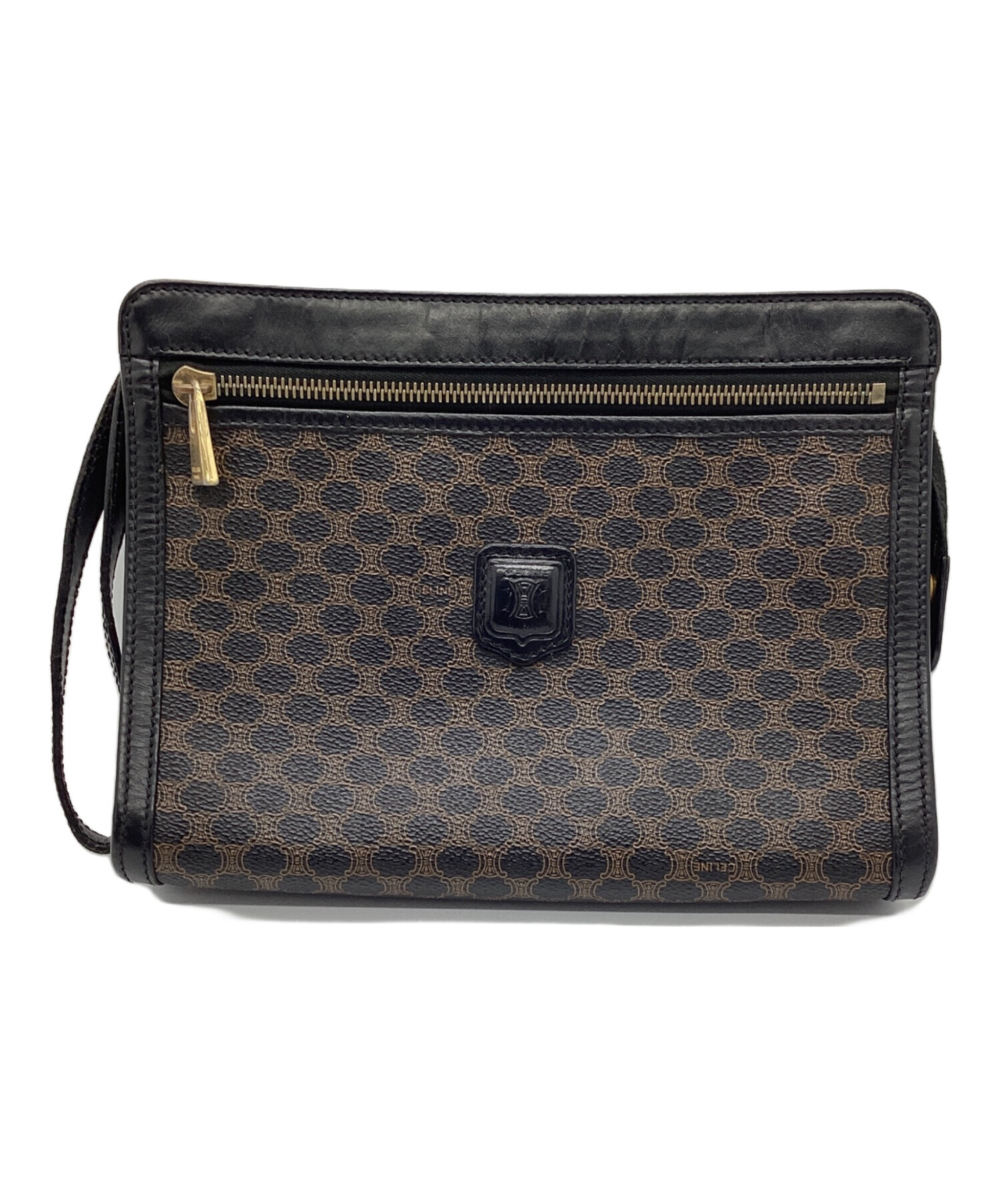 セリーヌ☆クラッチバッグ　バイカラー☆美品☆ヴィンテージ☆ハンドバッグ 中古・古着通販】CELINE (セリーヌ) クラッチバッグ ブラック×ブラウン