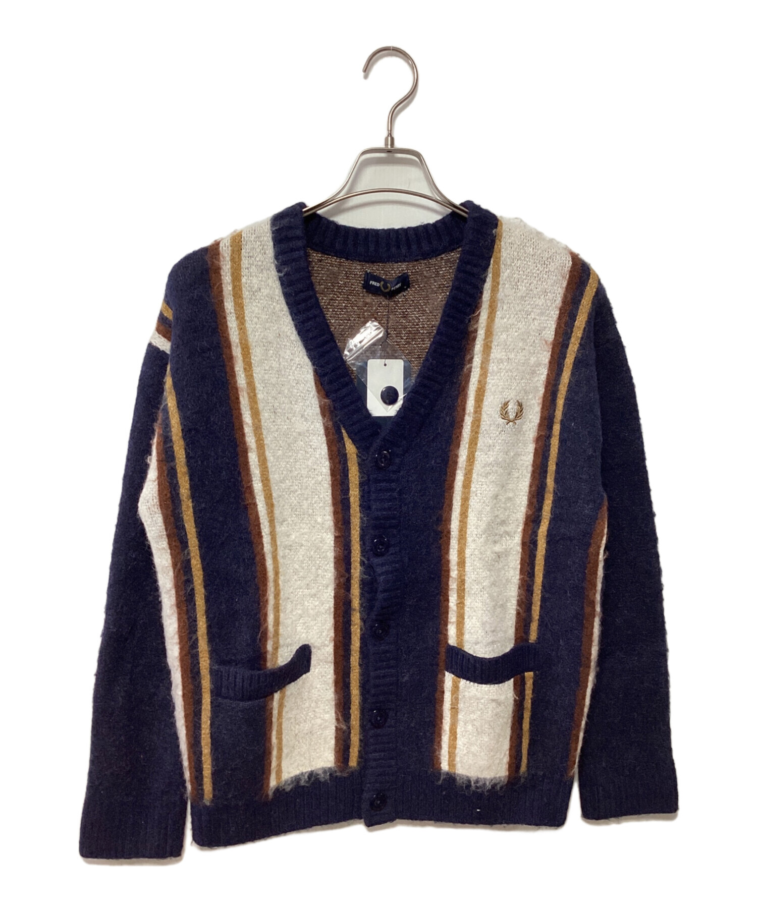 FRED PERRY カーディガン ネイビー ポケット付き 中古・古着通販】FRED PERRY (フレッドペリー) 厚手カーディガン