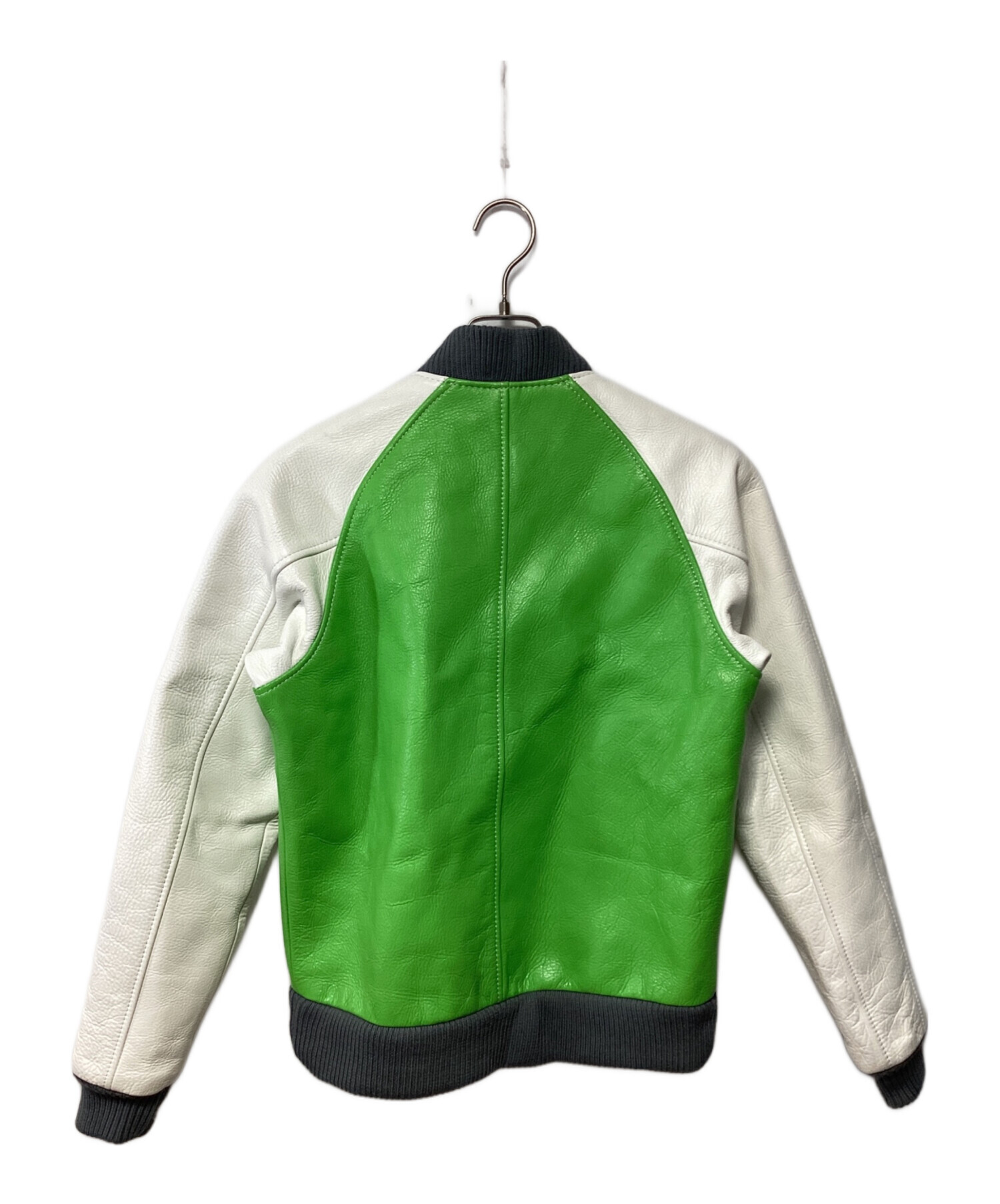 中古・古着通販】KADOYA (カドヤ) レザースタジャン グリーン×ホワイト 