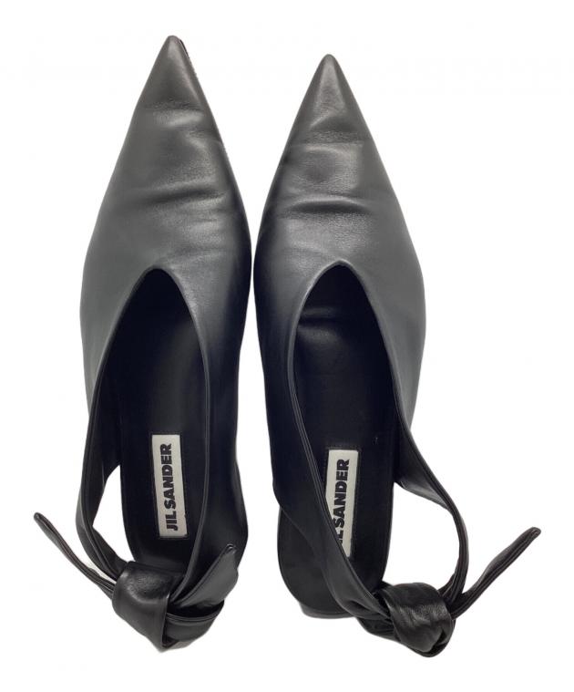 JIL SANDER バレエシューズ  ポインテッドトゥ ノットレザー 中古・古着通販】JIL SANDER (ジルサンダー) ポインテットトゥノット