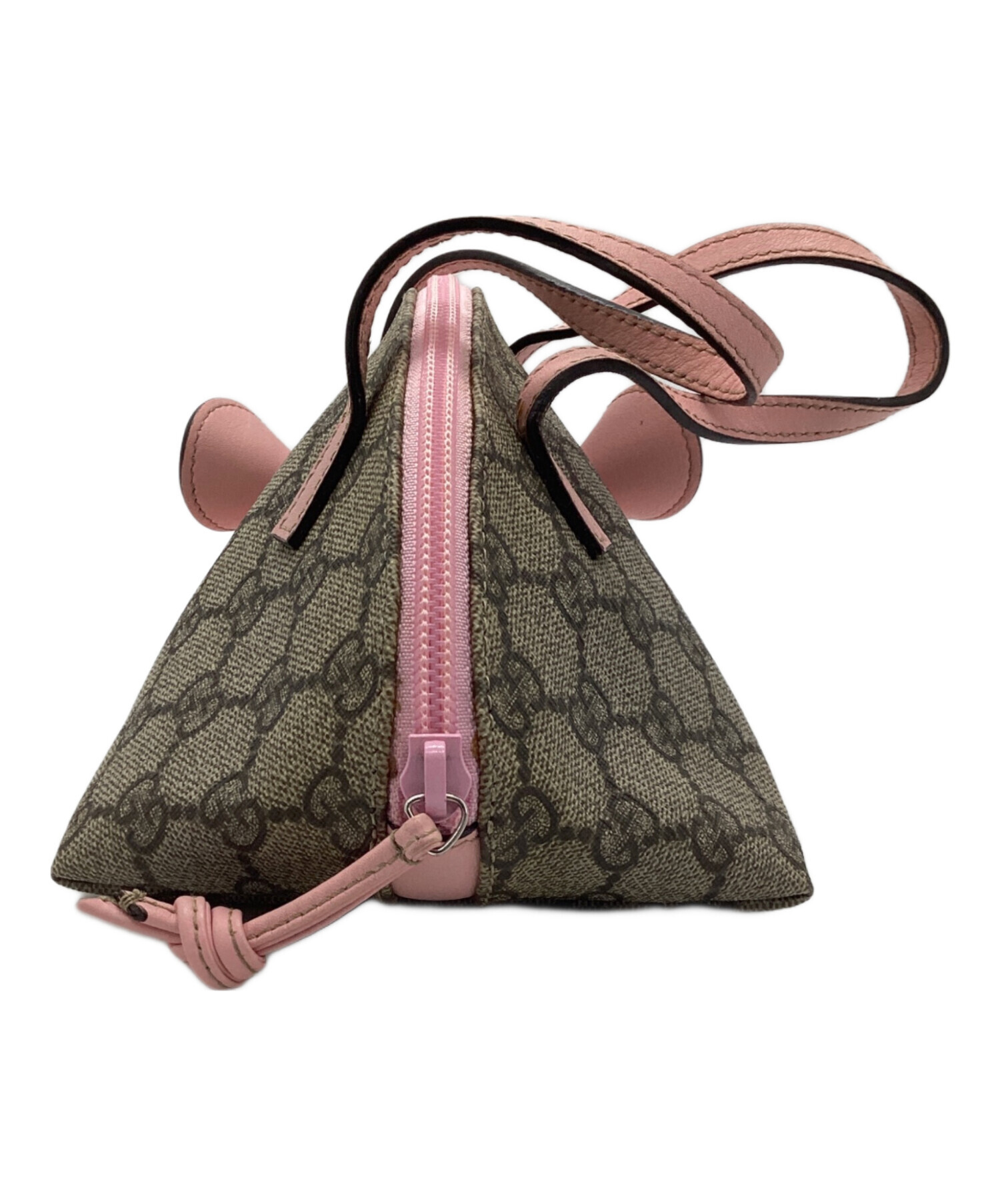 中古・古着通販】GUCCI (グッチ) ミニハンドバッグ ベージュ×ピンク