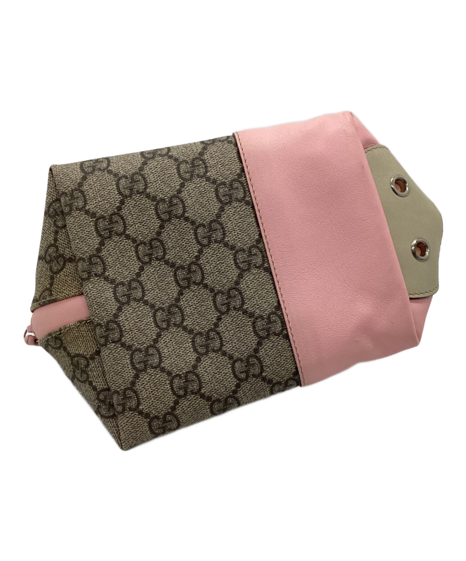 中古・古着通販】GUCCI (グッチ) ミニハンドバッグ ベージュ×ピンク