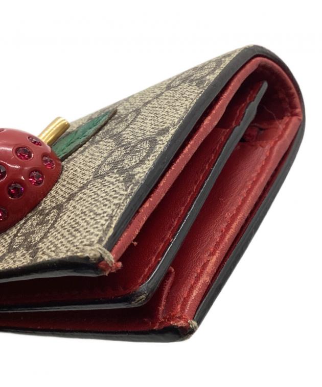 送料込み！ 未使用品 GUCCI コンパクトウォレット レッド 188 中古・古着通販】GUCCI (グッチ) チェリーコンパクトウォレット レッド