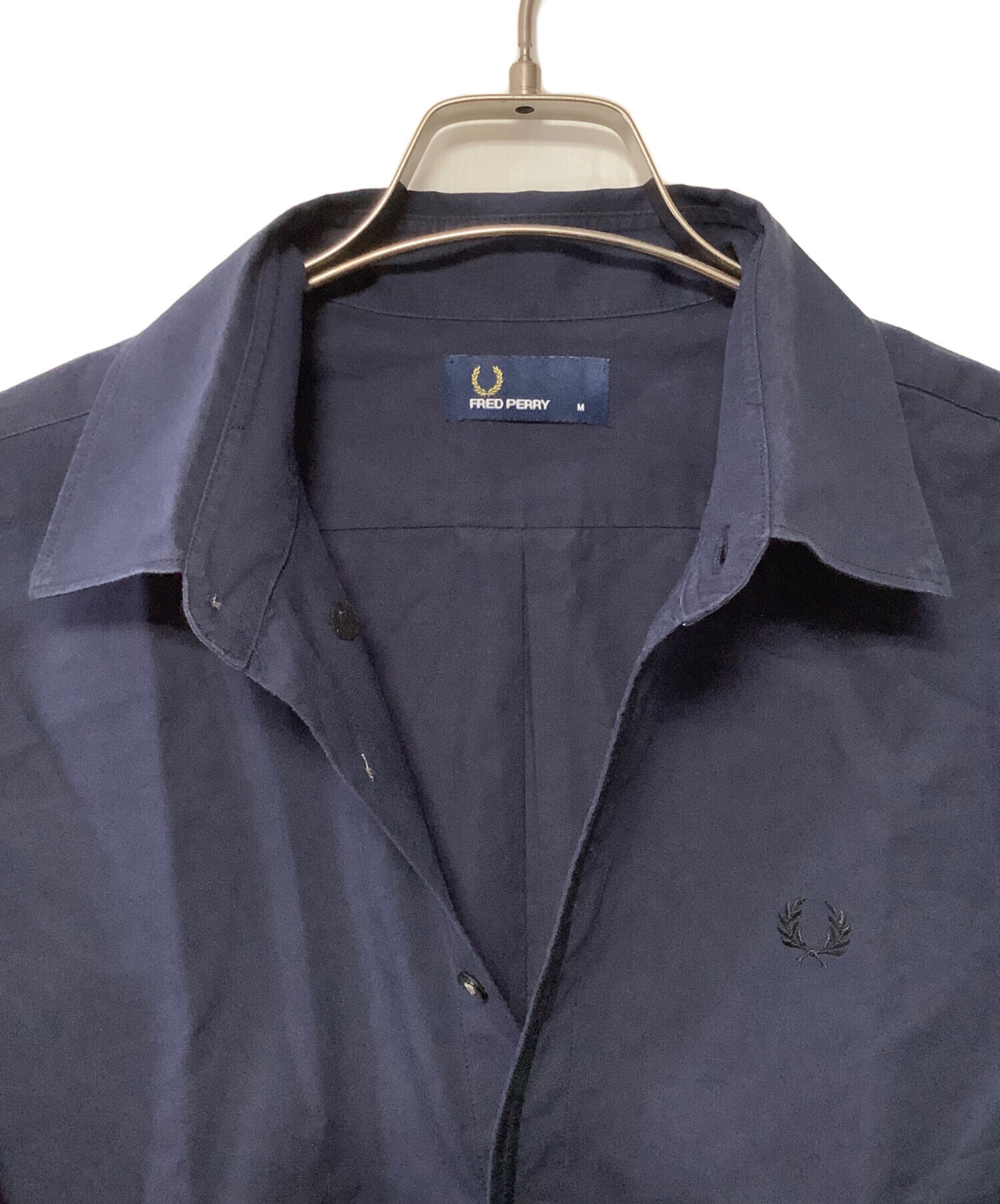 フレッドペリー　ポロシャツ　刺繍ロゴ　長袖シャツ　古着　XLサイズ　ネイビー 中古・古着通販】FRED PERRY (フレッドペリー) 長袖ポロシャツ
