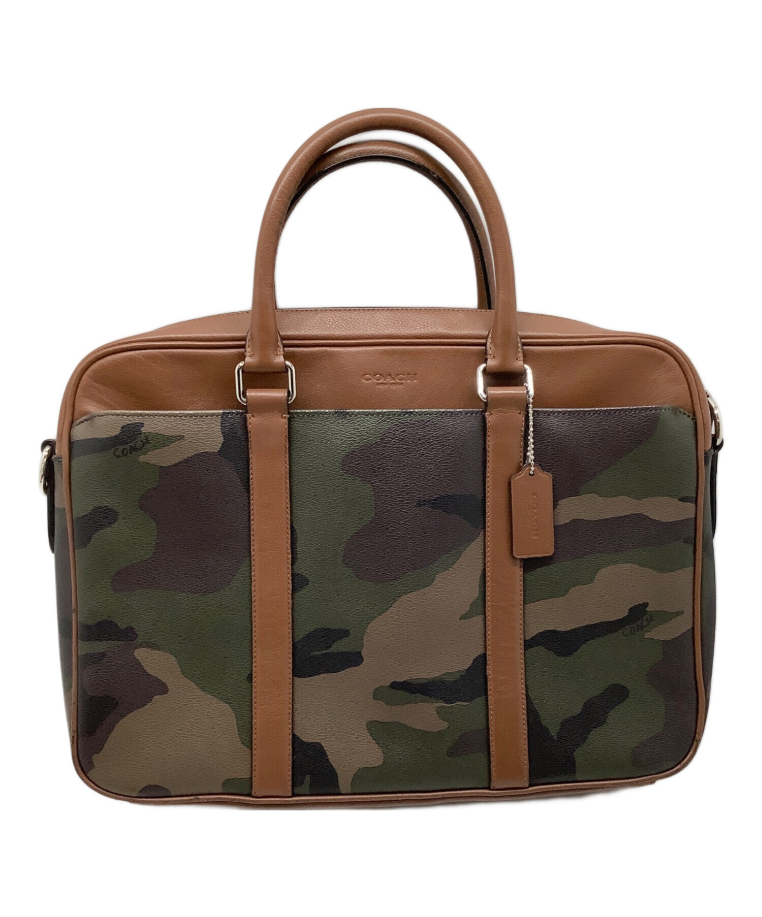 COACH ブラウン ビジネスバッグ 中古・古着通販】COACH (コーチ) ビジネスバッグ グリーン×ブラウン