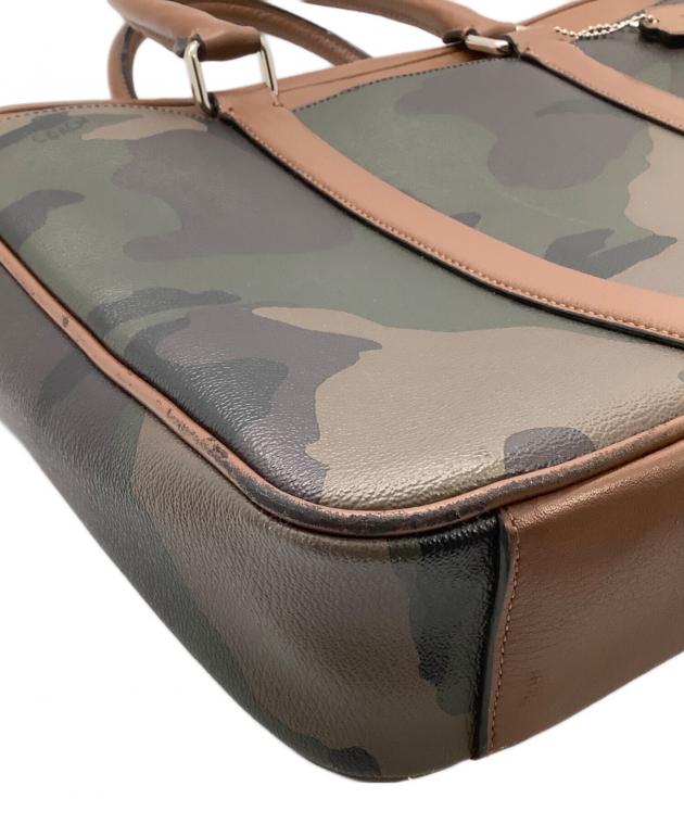 中古・古着通販】COACH (コーチ) ビジネスバッグ グリーン×ブラウン