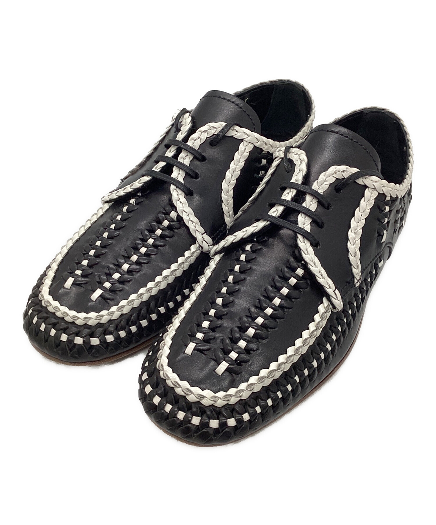 中古・古着通販】PRADA (プラダ) 編み込みシューズ ブラック サイズ:35