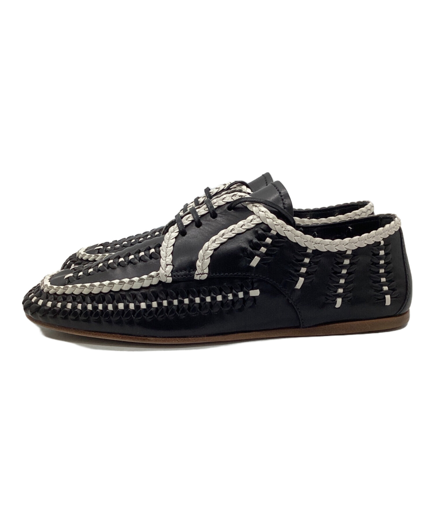 中古・古着通販】PRADA (プラダ) 編み込みシューズ ブラック サイズ:35