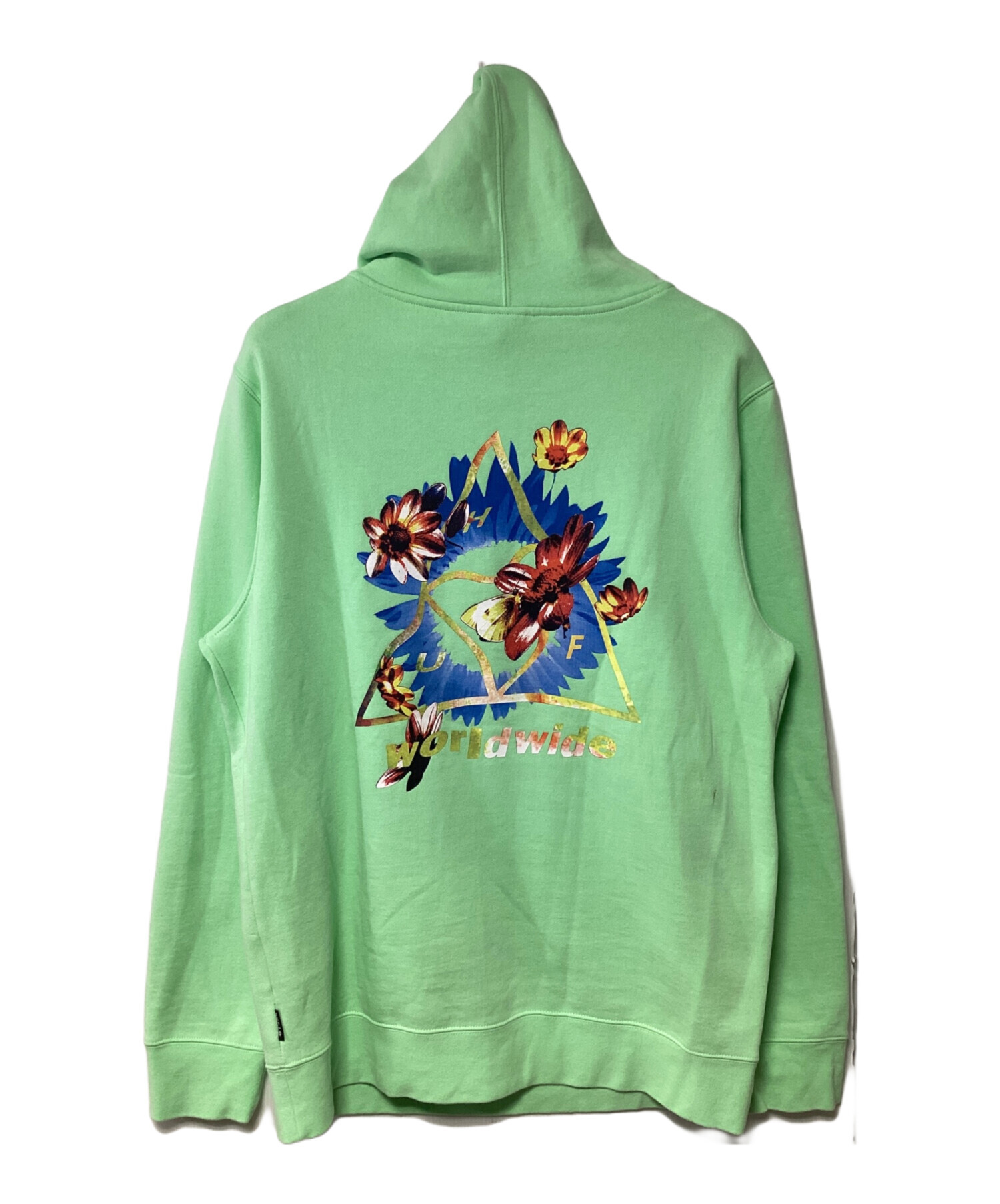 【未使用品】HUF ハフ フェイクレザー プラントリーフ パーカー ブルゾン Ｌ 中古・古着通販】HUF (ハフ) パーカー 黄緑 サイズ:L｜ブランド・古着