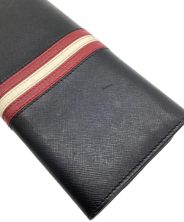 BALLY バリー/フォック折財布/黒/Aランク/82【中古】 中古・古着通販】BALLY (バリー) 長財布 ブラック×レッド｜ブランド