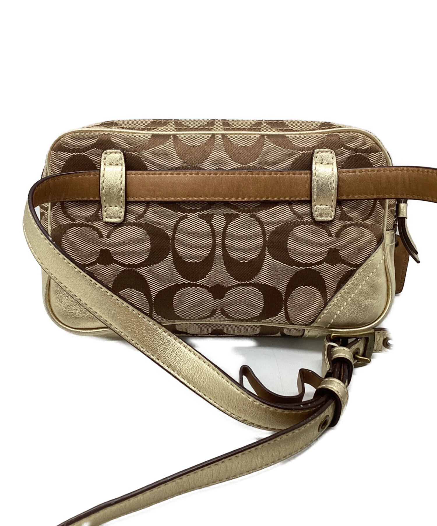 中古・古着通販】COACH (コーチ) ウエストポーチ ゴールド×ベージュ 
