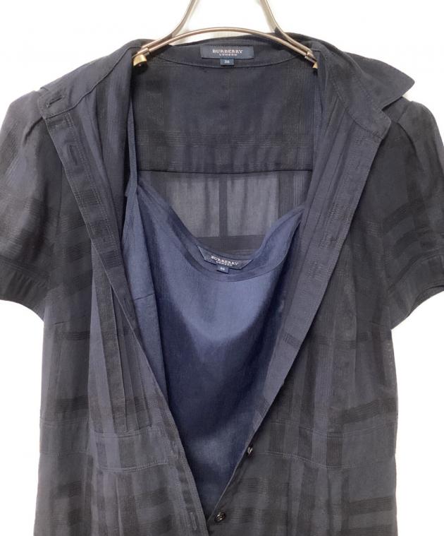 中古・古着通販】BURBERRY (バーバリー) 半袖ワンピース ネイビー