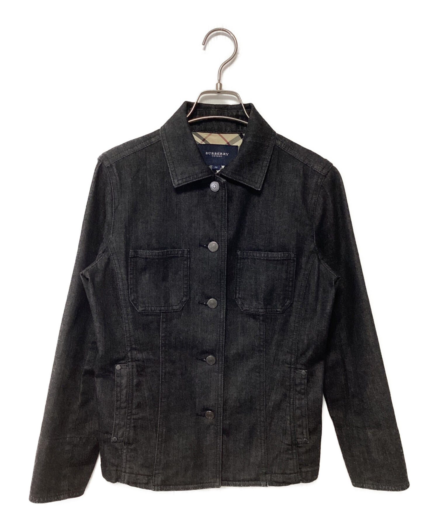 【100】 Burberry デニムジャケット サイズ42(レディースM相当) 中古・古着通販】BURBERRY (バーバリー) デニムジャケット ブラック