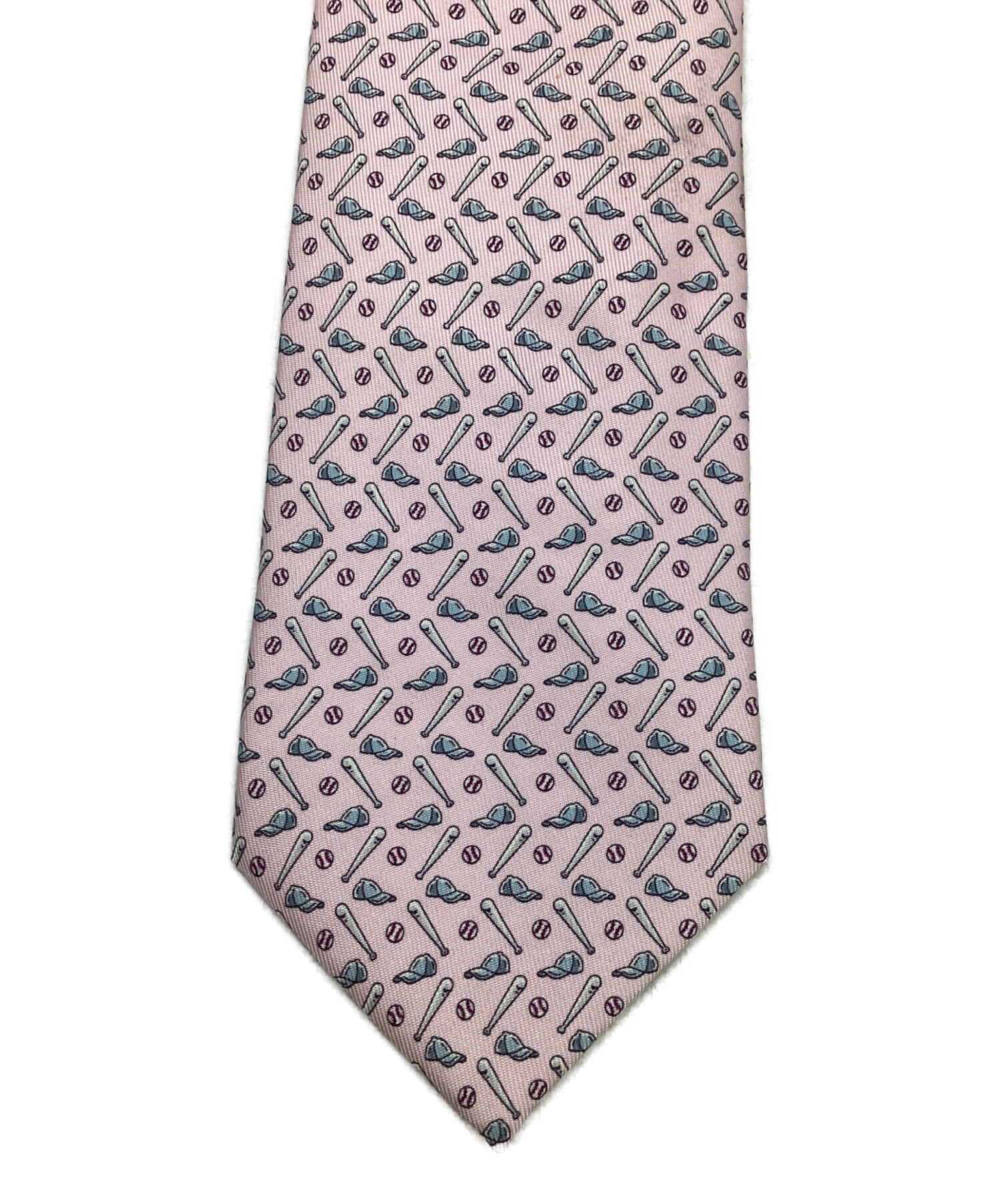 中古・古着通販】HERMES (エルメス) シルクネクタイ ピンク サイズ