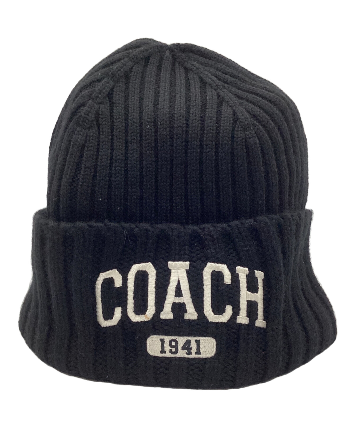 COACH ブランドロゴ ニット帽 ブラック 中古・古着通販】COACH (コーチ) ニット帽 ブラック｜ブランド・古着