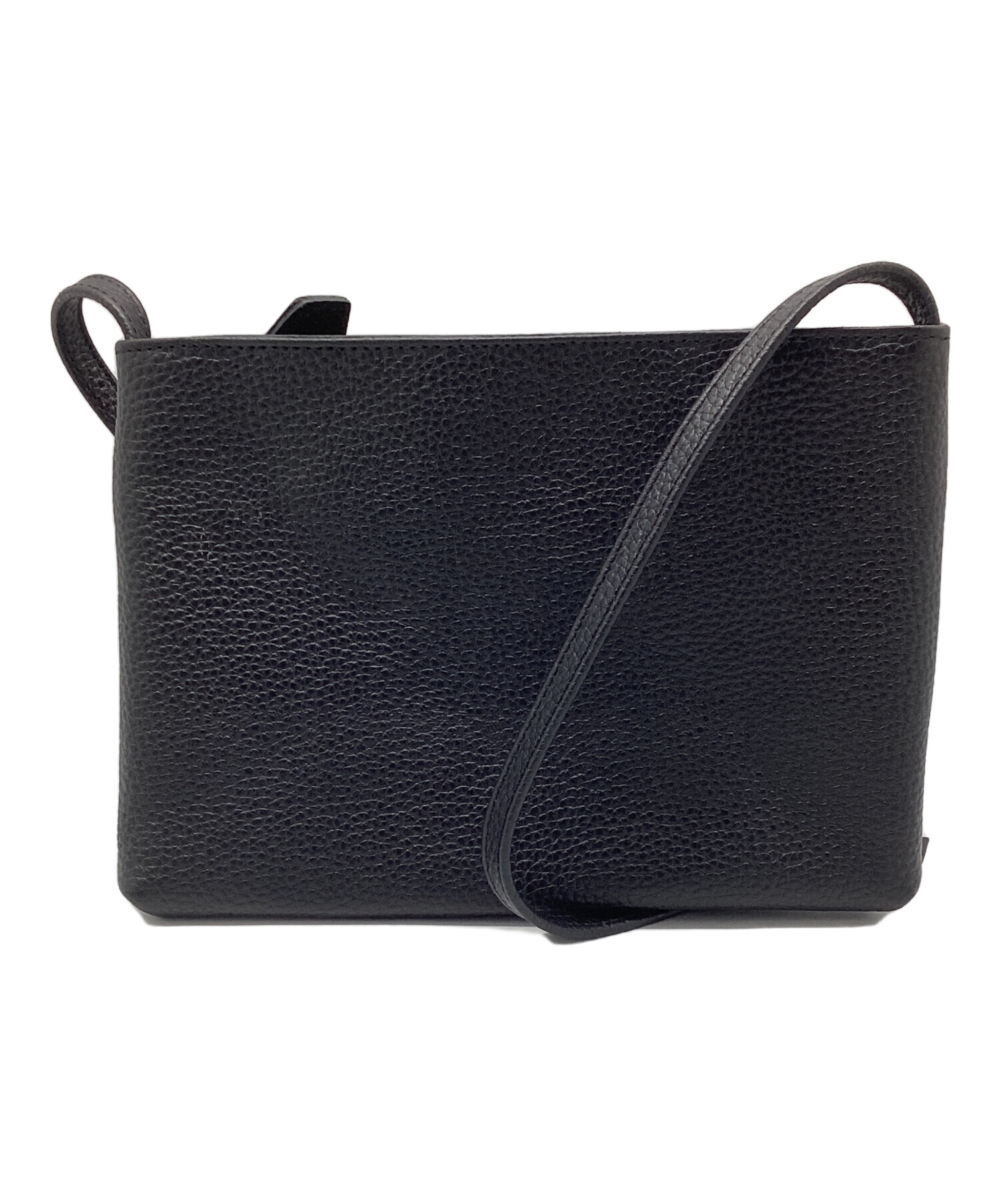 HushTug ハッシュタグ レザー サコッシュ ブラック　黒 ショルダーバッグ 中古・古着通販】HushTug (ハッシュタグ) サコッシュ ブラック