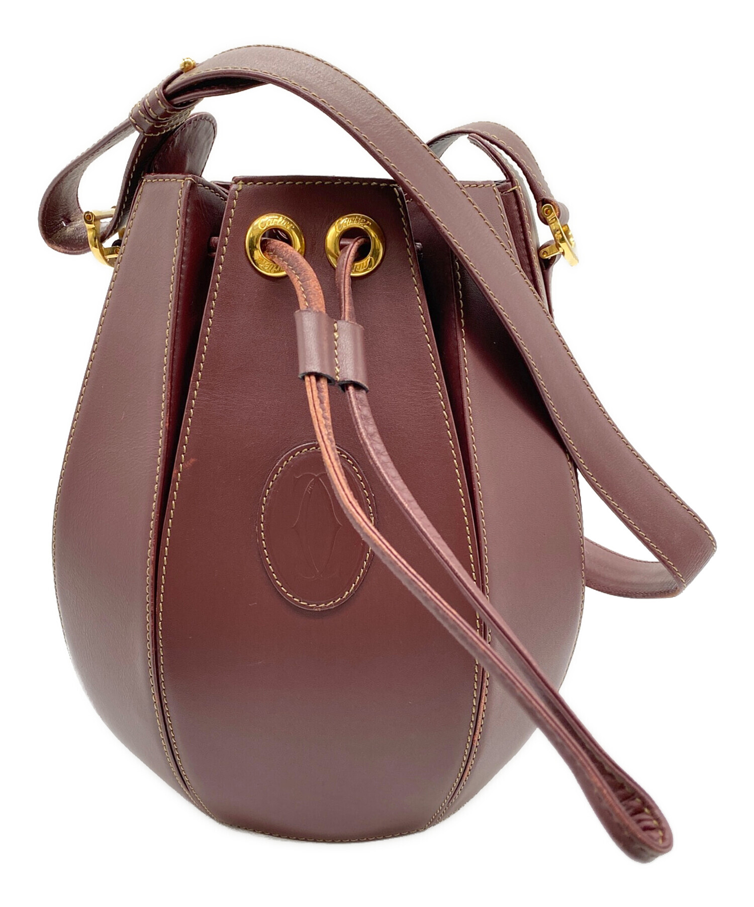 カルティエ　正規品　レザーショルダーバッグ　バーガンディ 中古・古着通販】Cartier (カルティエ) マストライン ショルダーバッグ