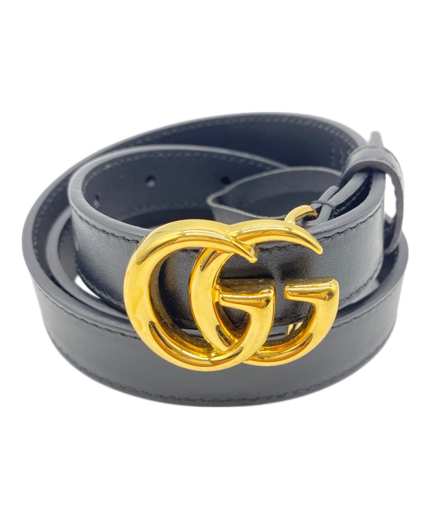 中古・古着通販】GUCCI (グッチ) GGマーモント レザーベルト ブラック