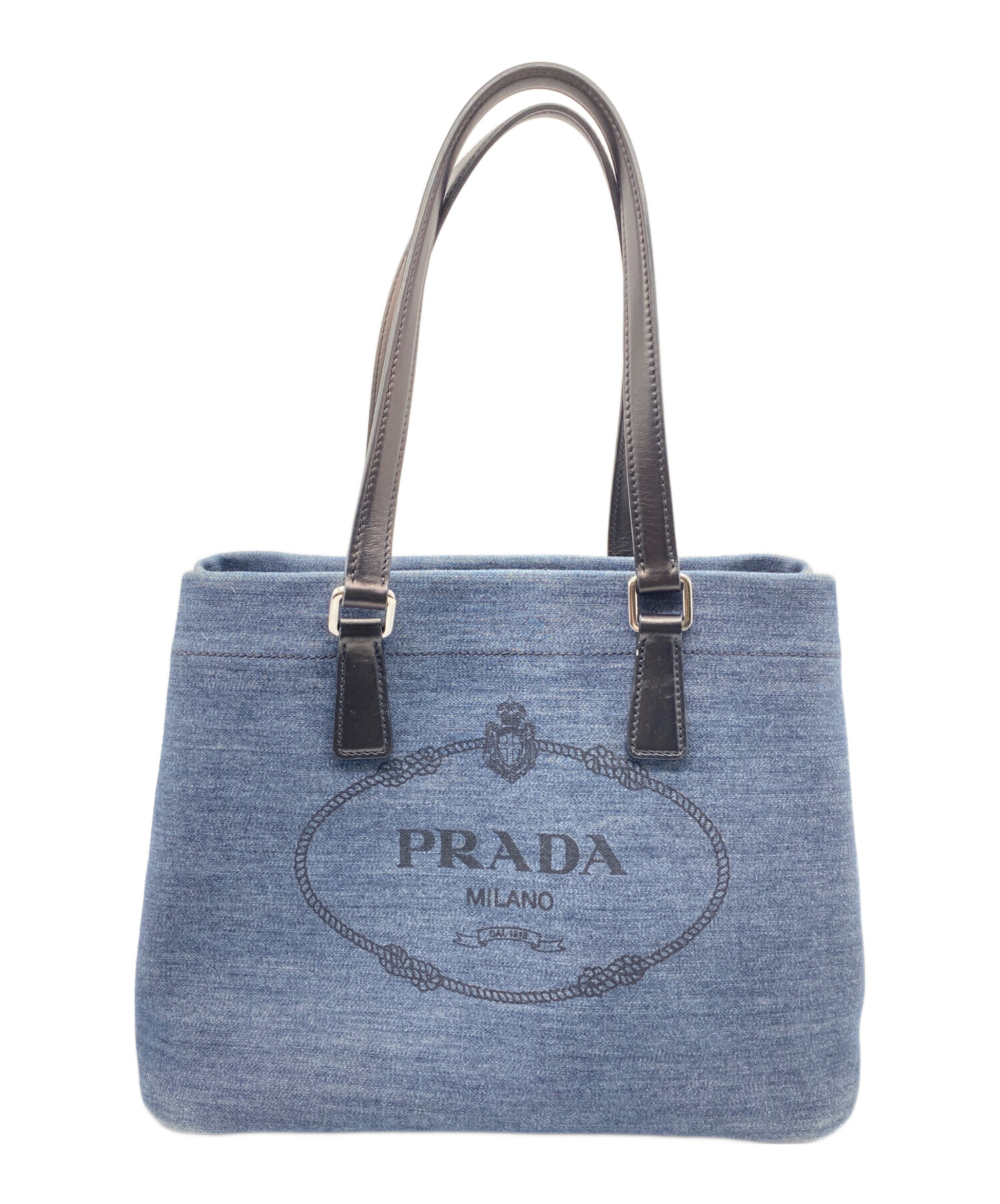 PRADA Denim+Vitello トートバッグ 中古・古着通販】PRADA (プラダ) Denim+Vitello トートバッグ