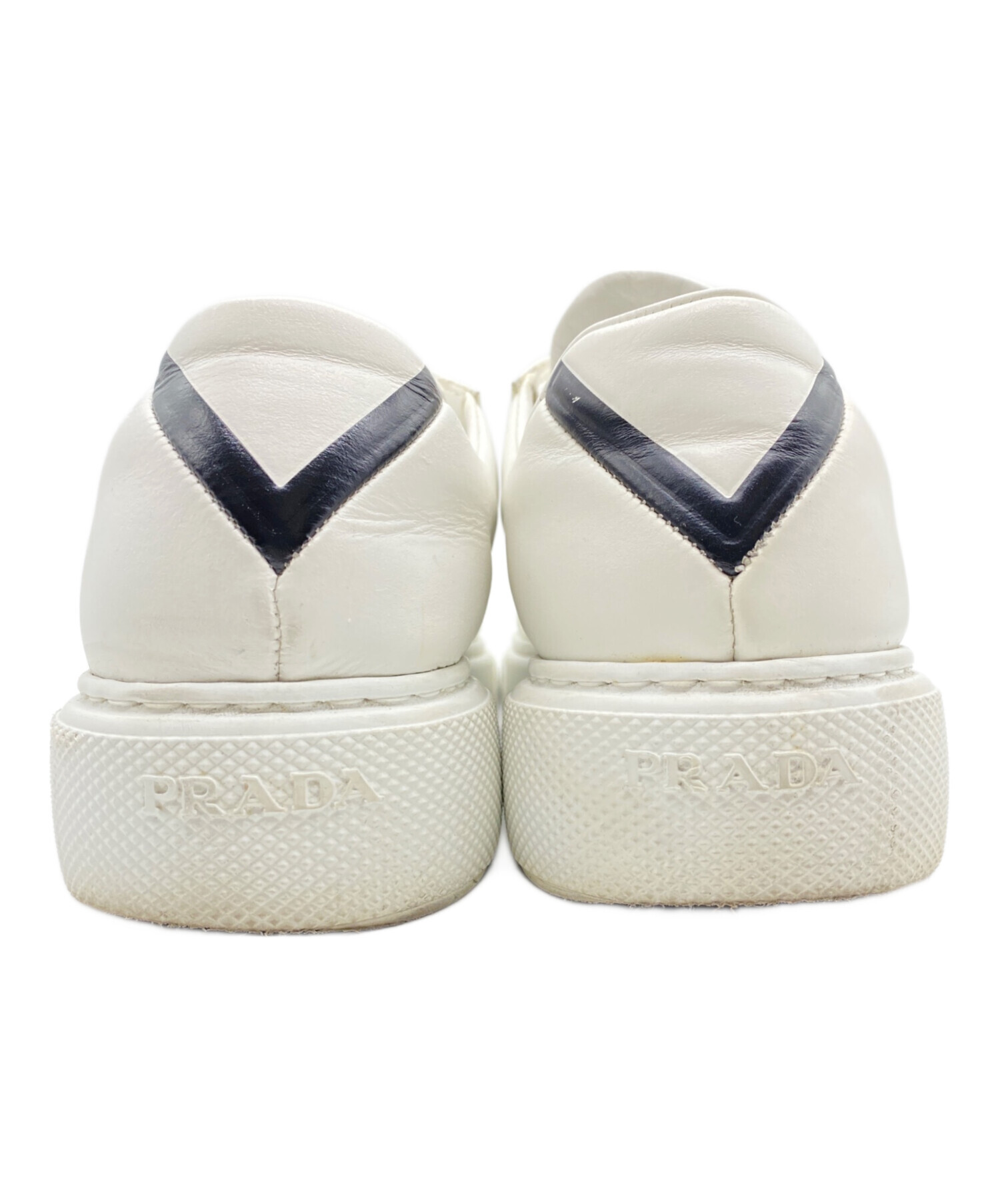 186005 PRADA プラダ PARDA ローカットスニーカー 牛革 24.5 ホワイト レディース [0000000000683] 20211.jpg