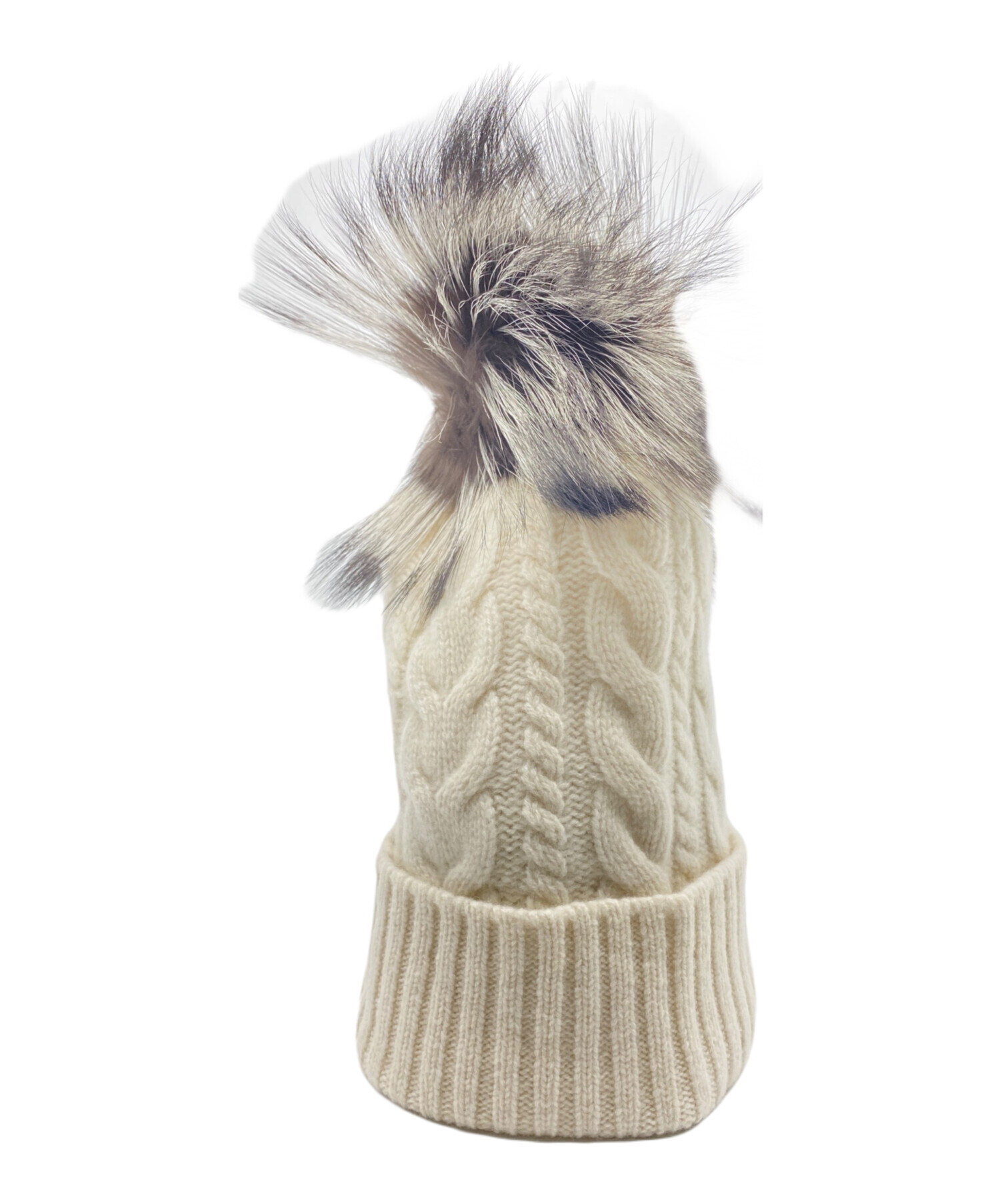 極美品☆MONCLER　モンクレール　ニット帽　ファー付き 中古・古着通販】MONCLER (モンクレール) ニット帽 ホワイト