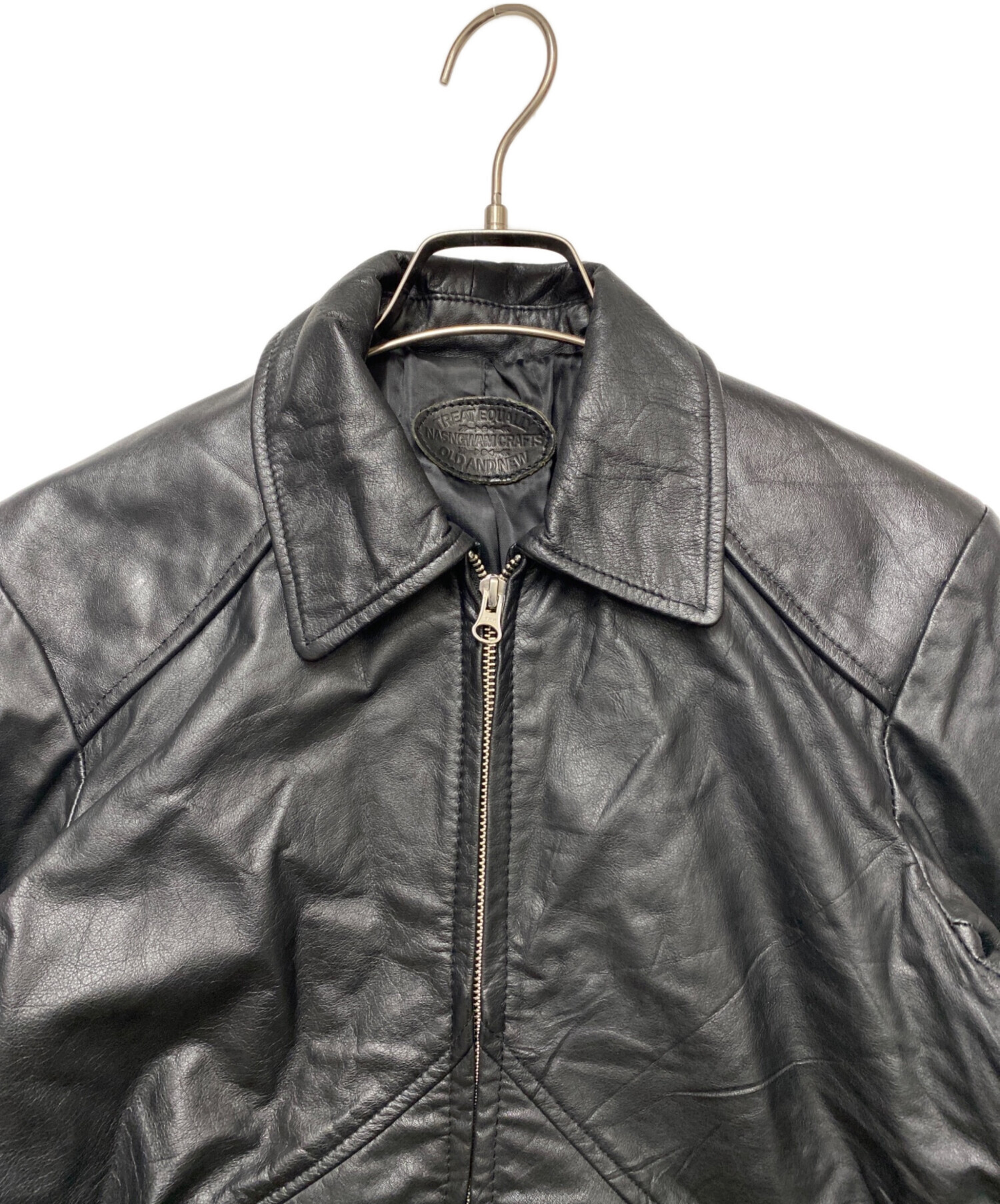 中古・古着通販】Nasngwam (ナスングワム) レザージャケット ブラック