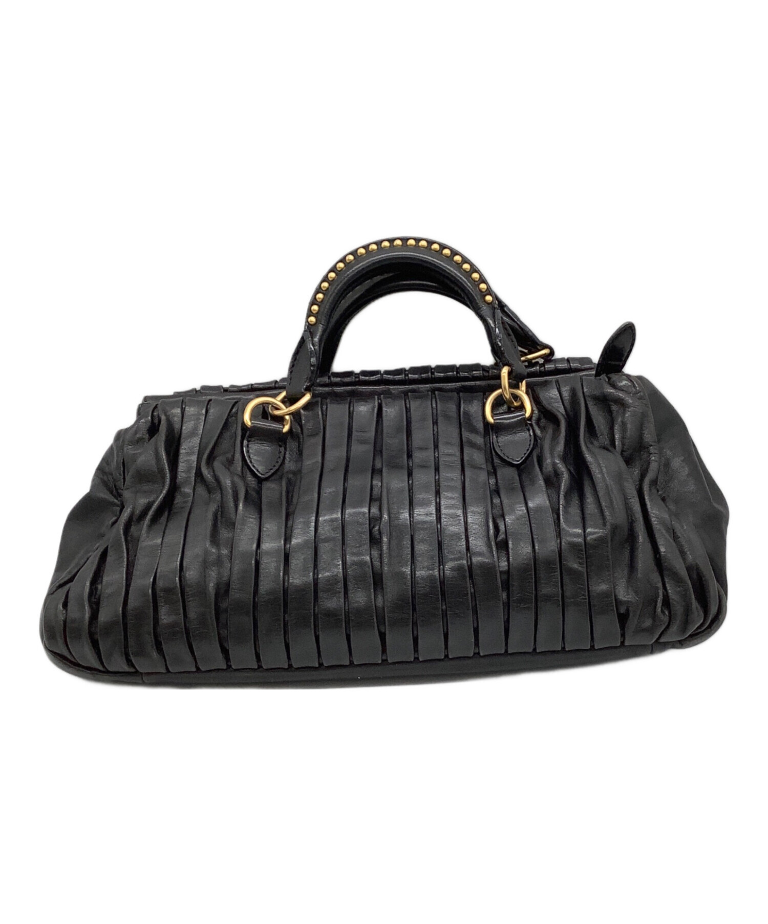 中古・古着通販】MIU MIU (ミュウミュウ) プリーツハンドバッグ 