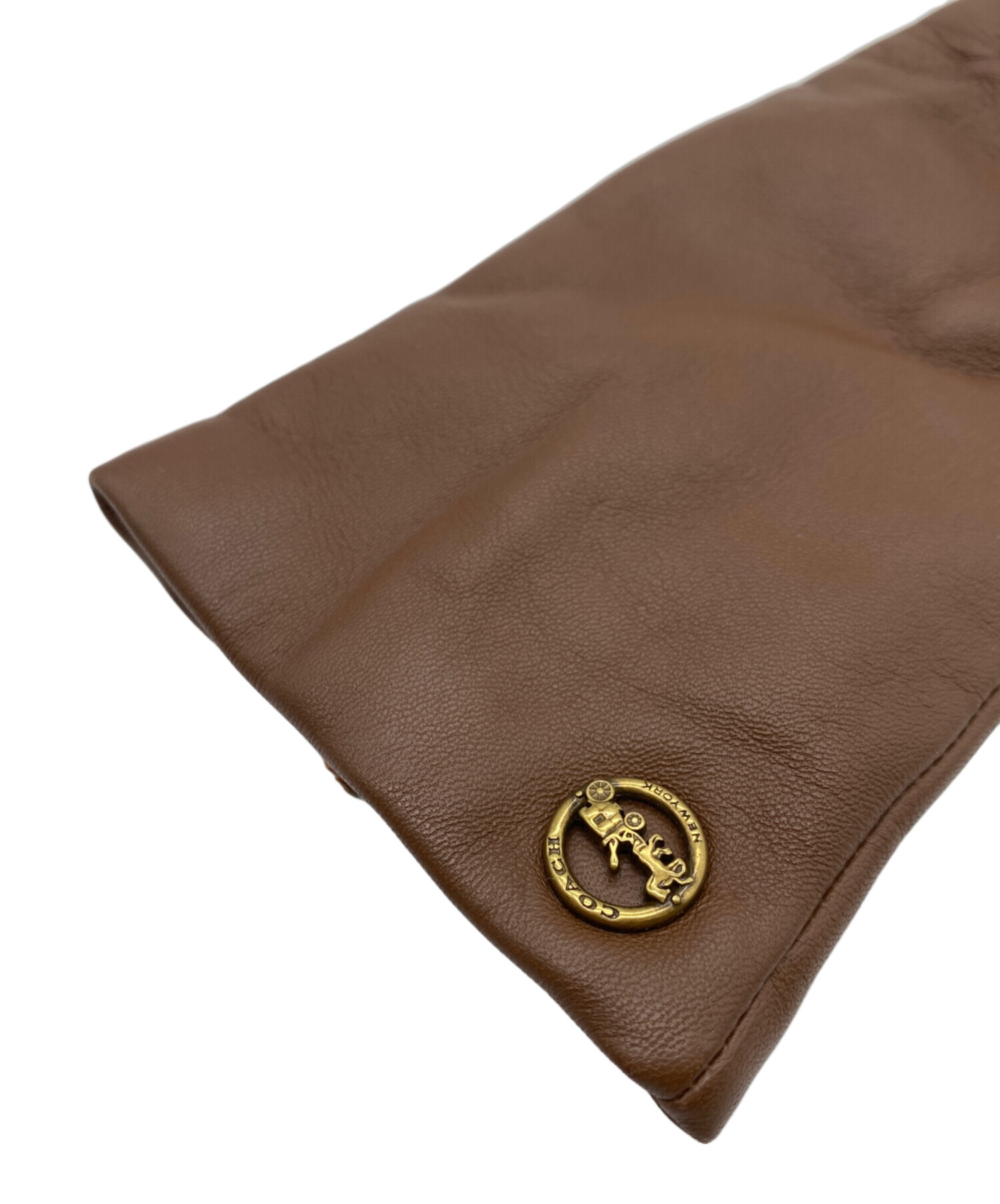 【新品未使用】coach コーチ　手袋　サイズ　7 グローブ　ブラウン　レザー 中古・古着通販】COACH (コーチ) レザーグローブ ブラウン サイズ:175
