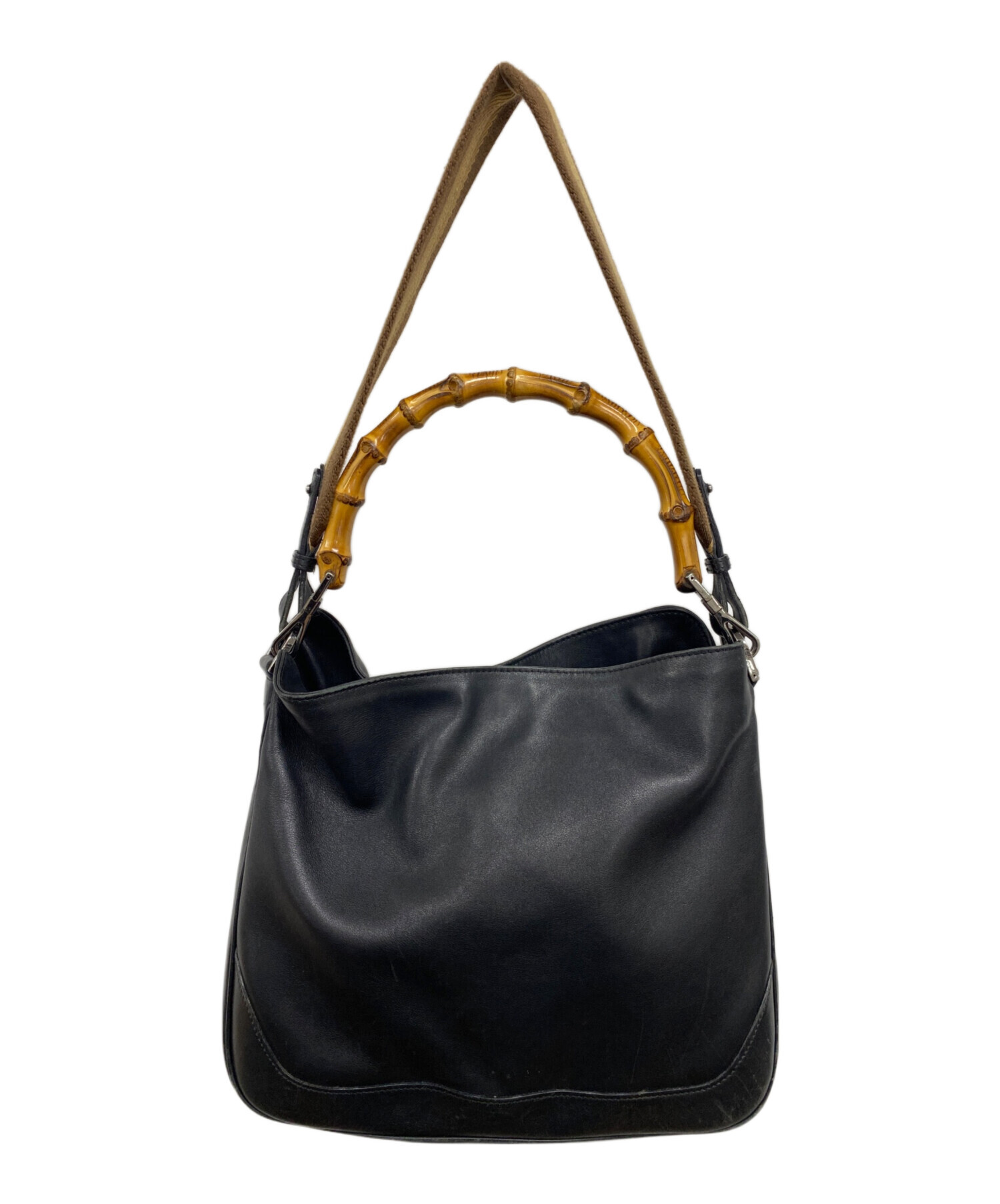 中古・古着通販】GUCCI (グッチ) バンブーショルダーバッグ ブラック