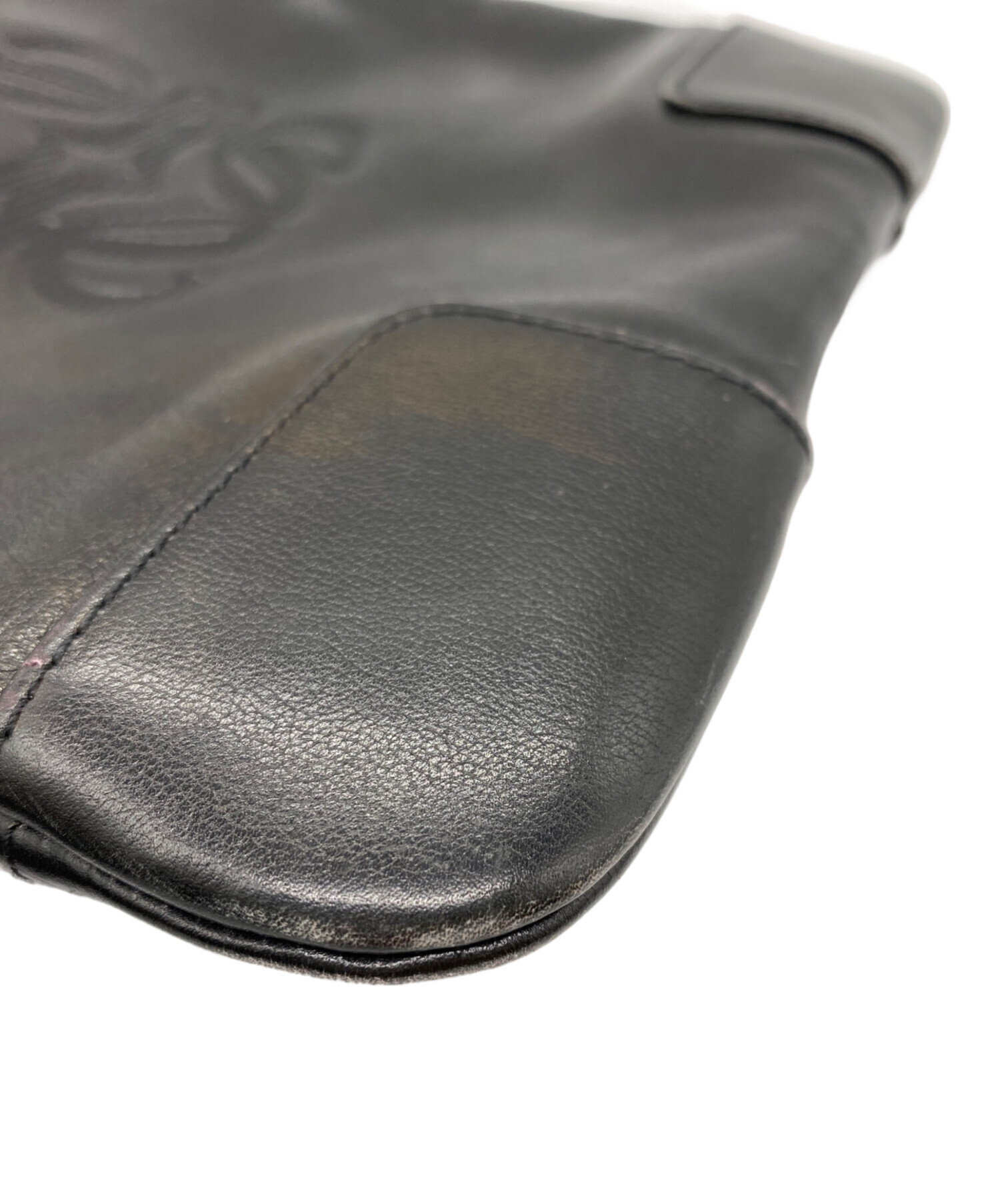 中古・古着通販】LOEWE (ロエベ) レザーショルダーバッグ ブラック