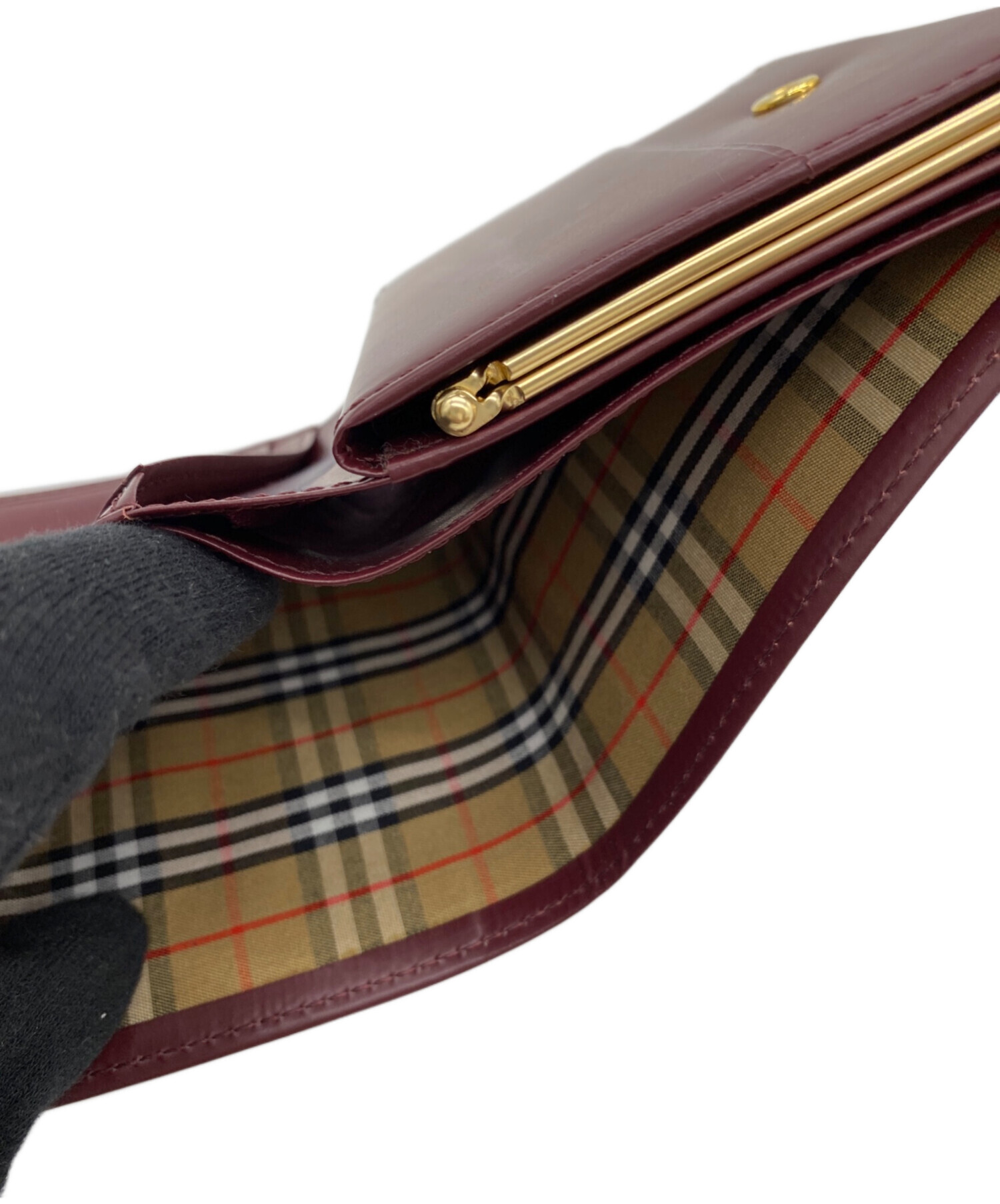 新品未使用 箱付 正規品BURBERRY 折り財布がま口財布ヴィンテージ激レア Burberry バーバリー クラシックチェック ロゴ がま口 ミニ財布 財布