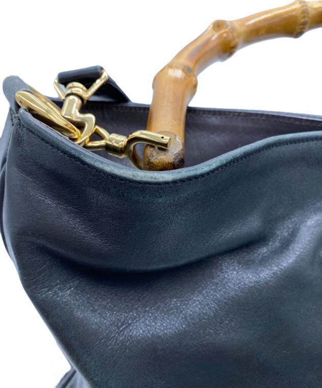 中古・古着通販】GUCCI (グッチ) バンブーショルダーバッグ ブラック