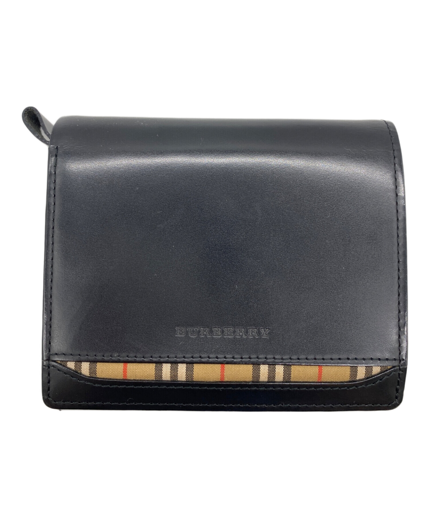中古・古着通販】BURBERRY (バーバリー) 2つ折り財布 ブラック 