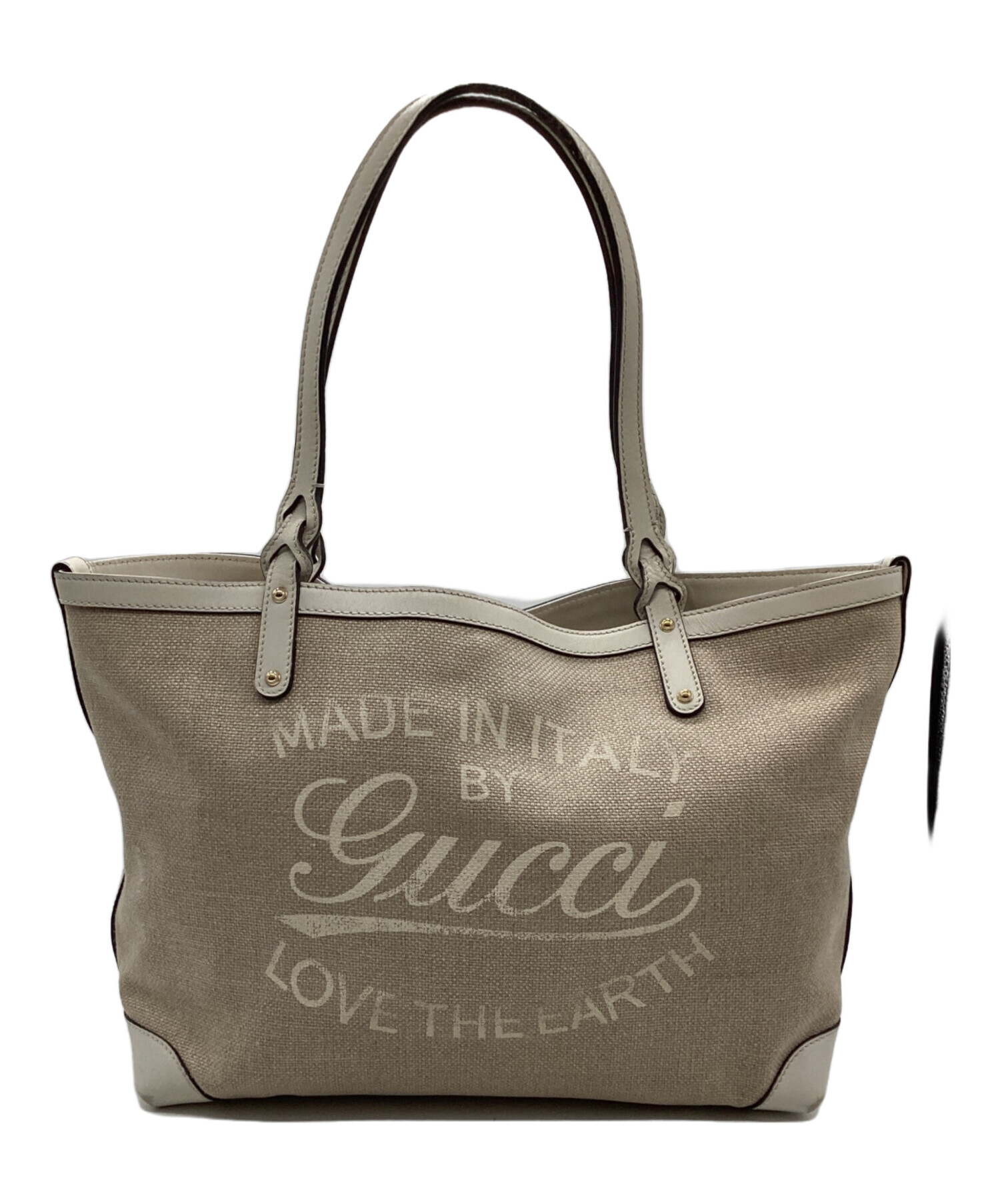 中古・古着通販】GUCCI (グッチ) トートバッグ ブラウン×ホワイト 