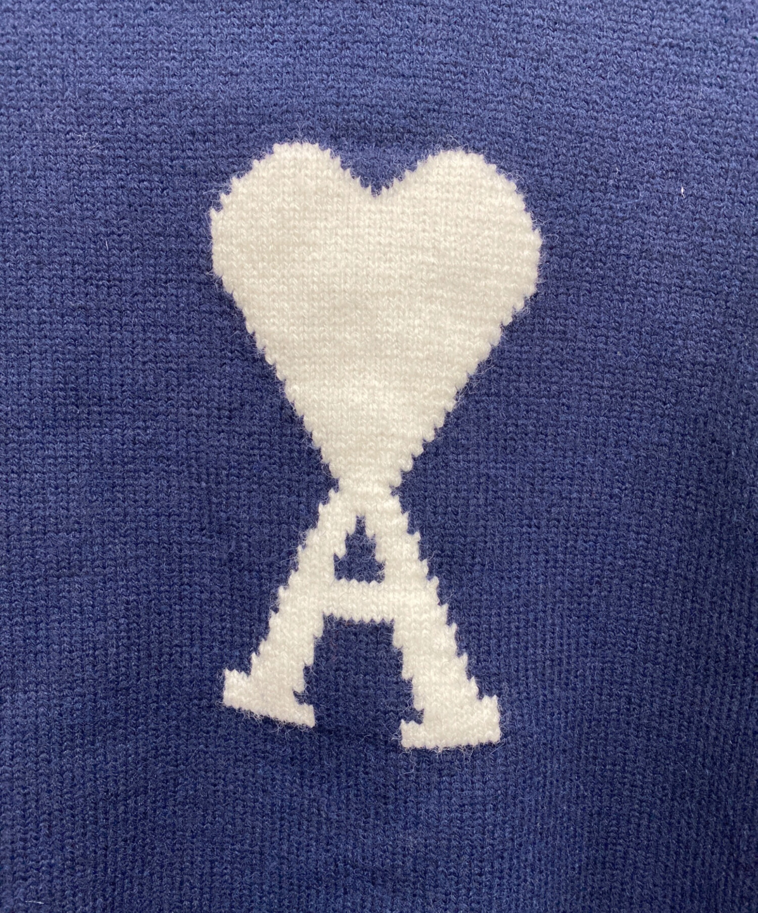 Ami ネイビー ハート刺繍 ニット ami paris アミパリス ハートロゴ刺繍 